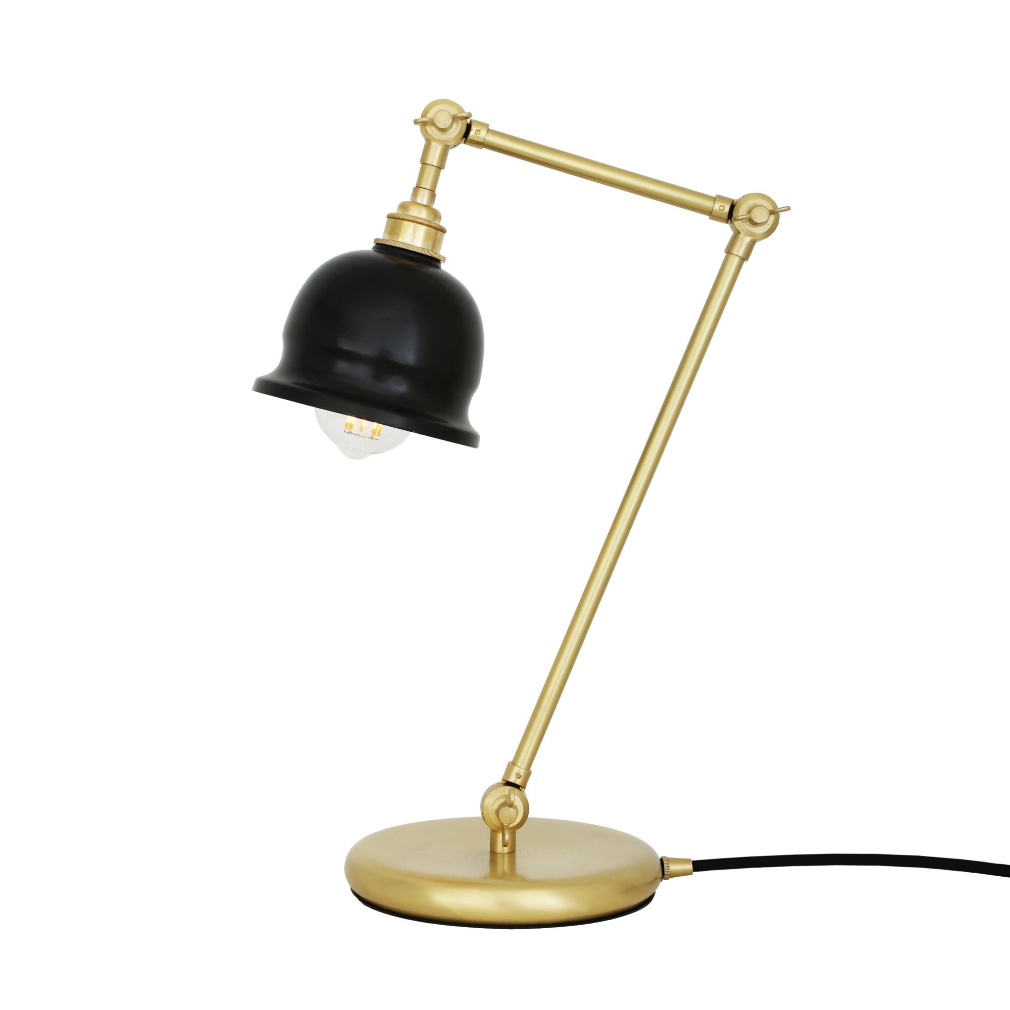 Nico Table Lamp, Satin Brass, Black Shade