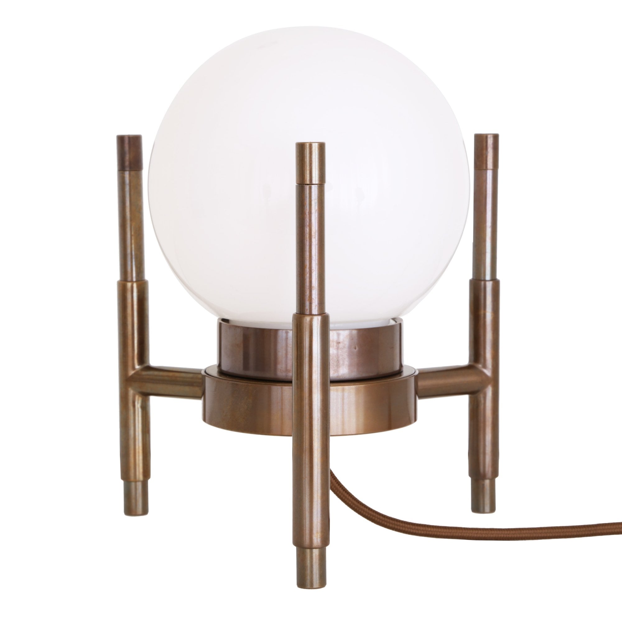 Eske Table Lamp, Antique Brass, Clear Glass