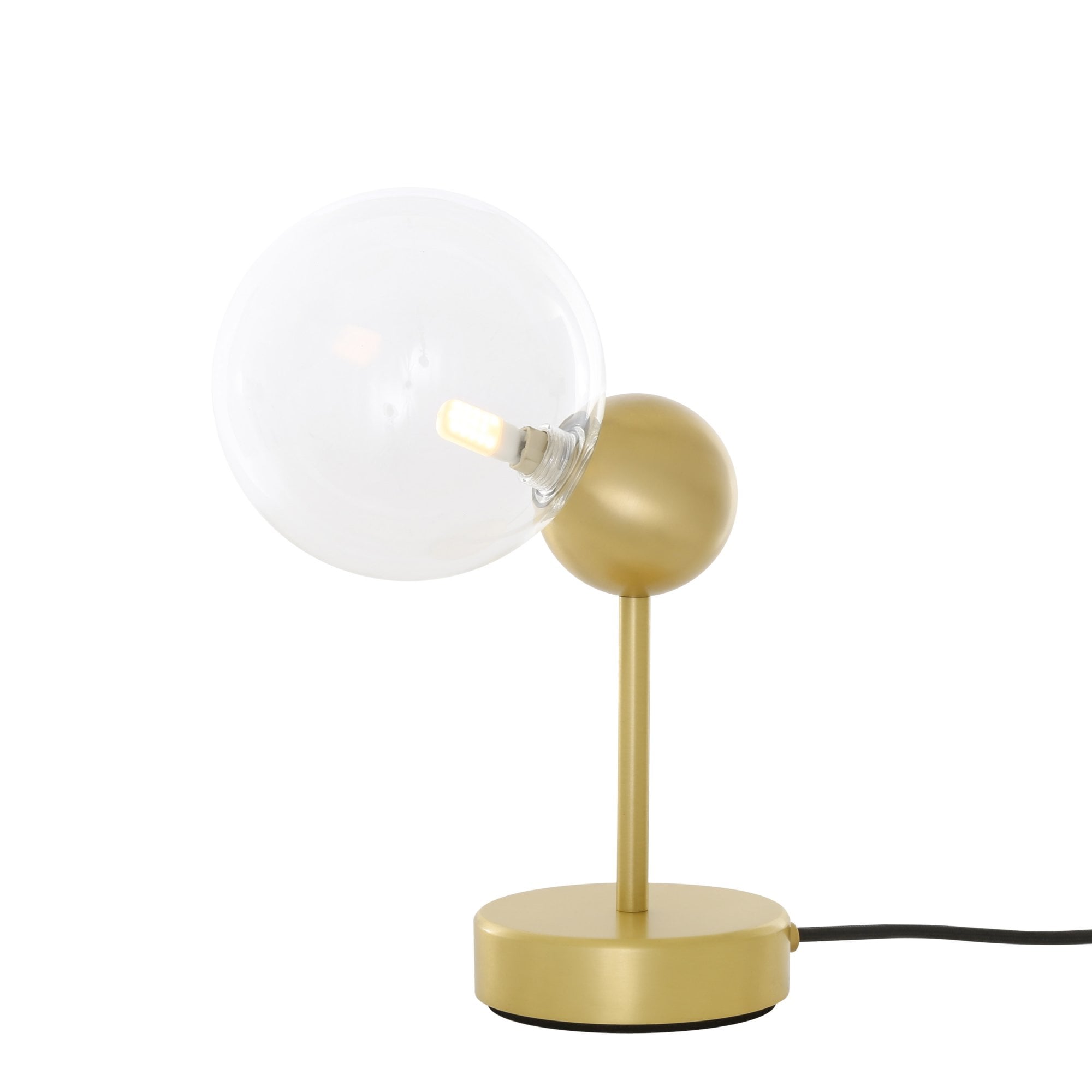 Helena Table Lamp, Antique Brass, Clear Glass