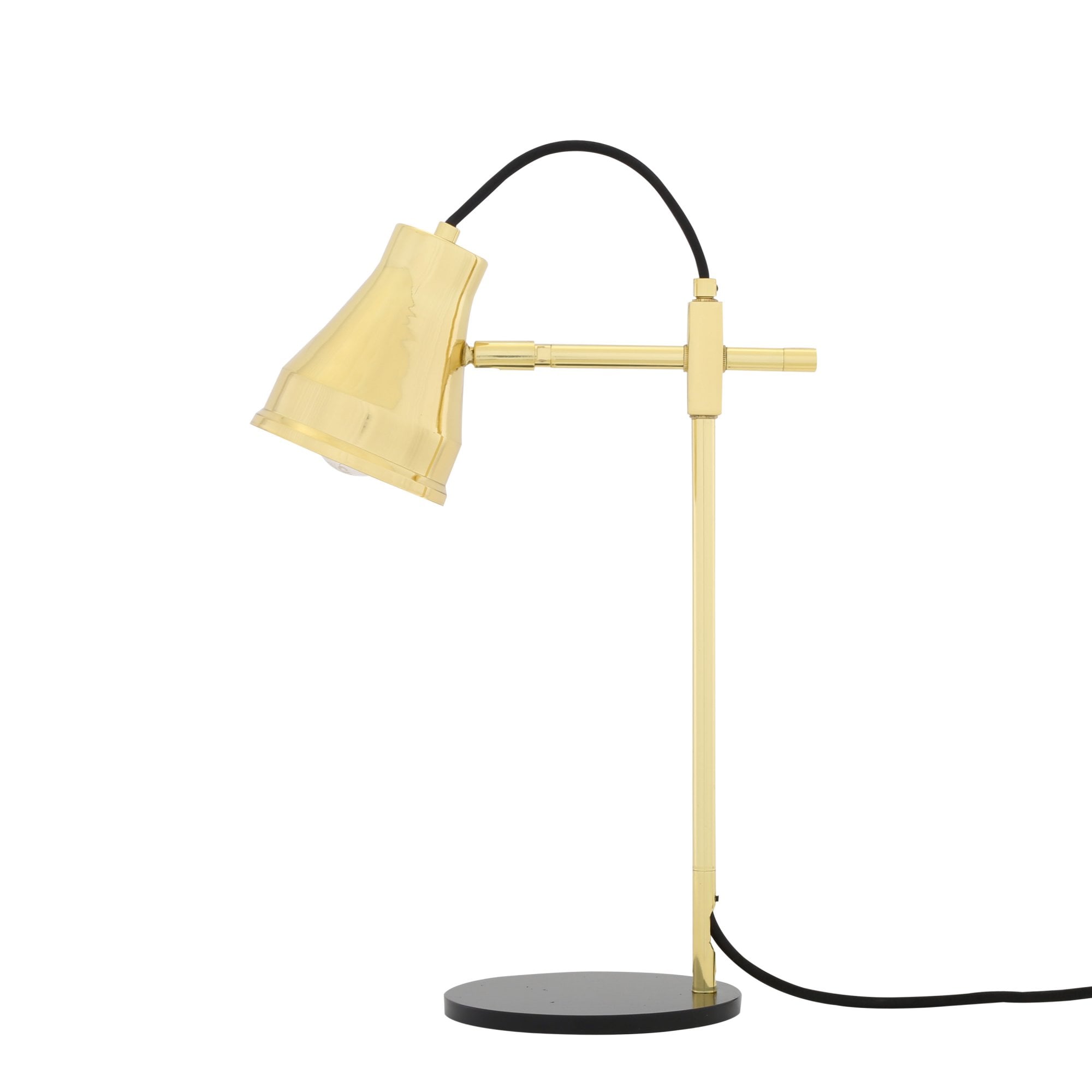 Douglas Table Lamp, Polished Brass, Black Base