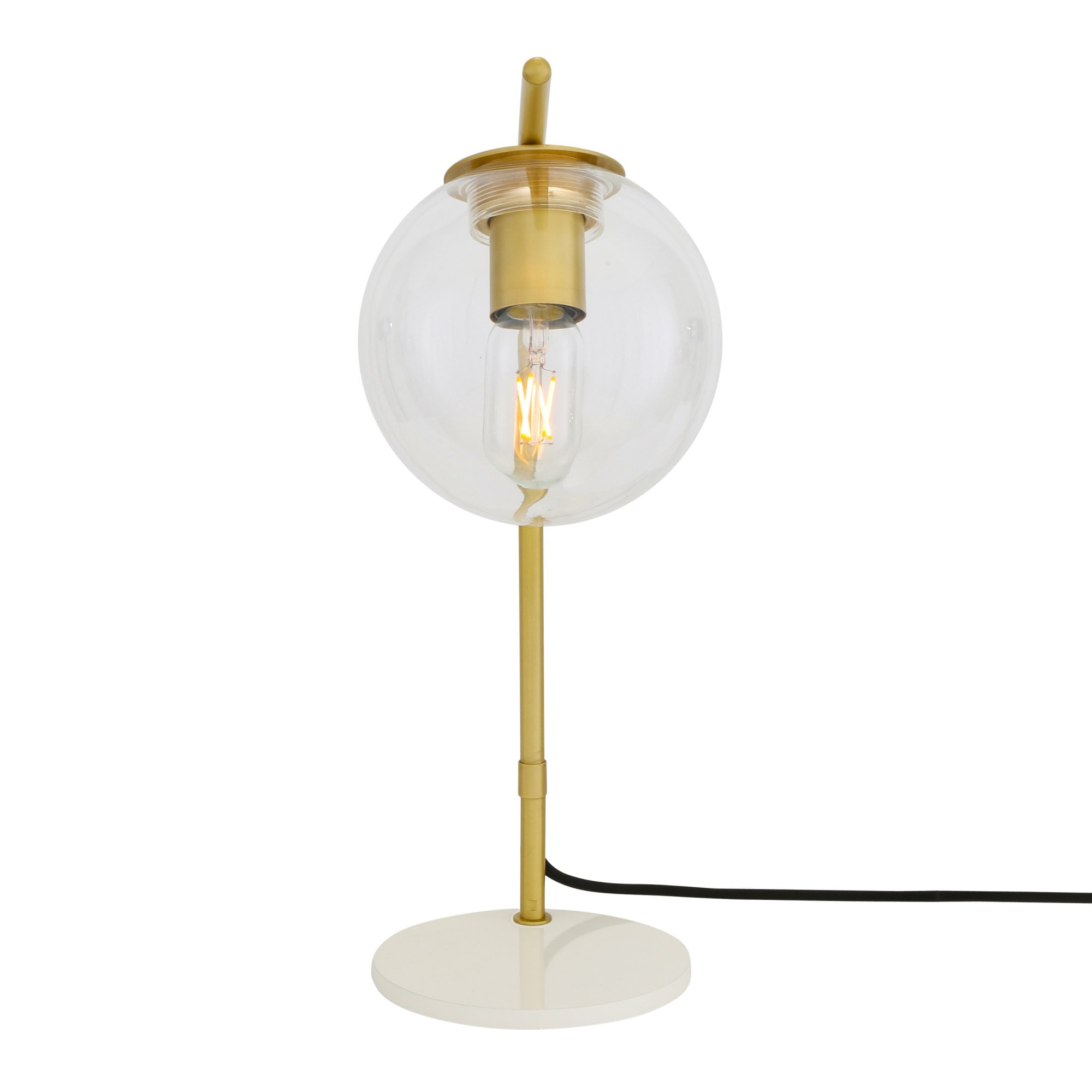 Albany Table Lamp, Matt Black & Antique Brass, Clear