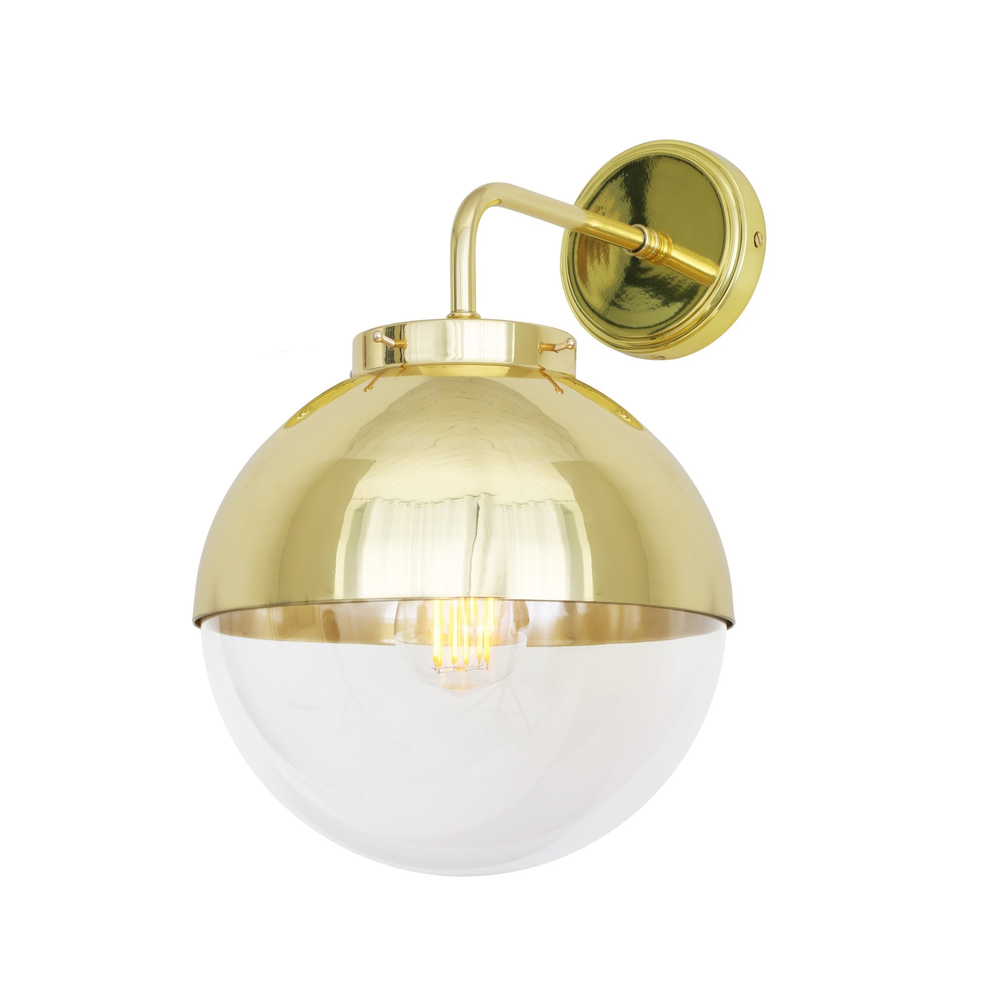 Florence Wall Light, Antique Brass, Clear Glass