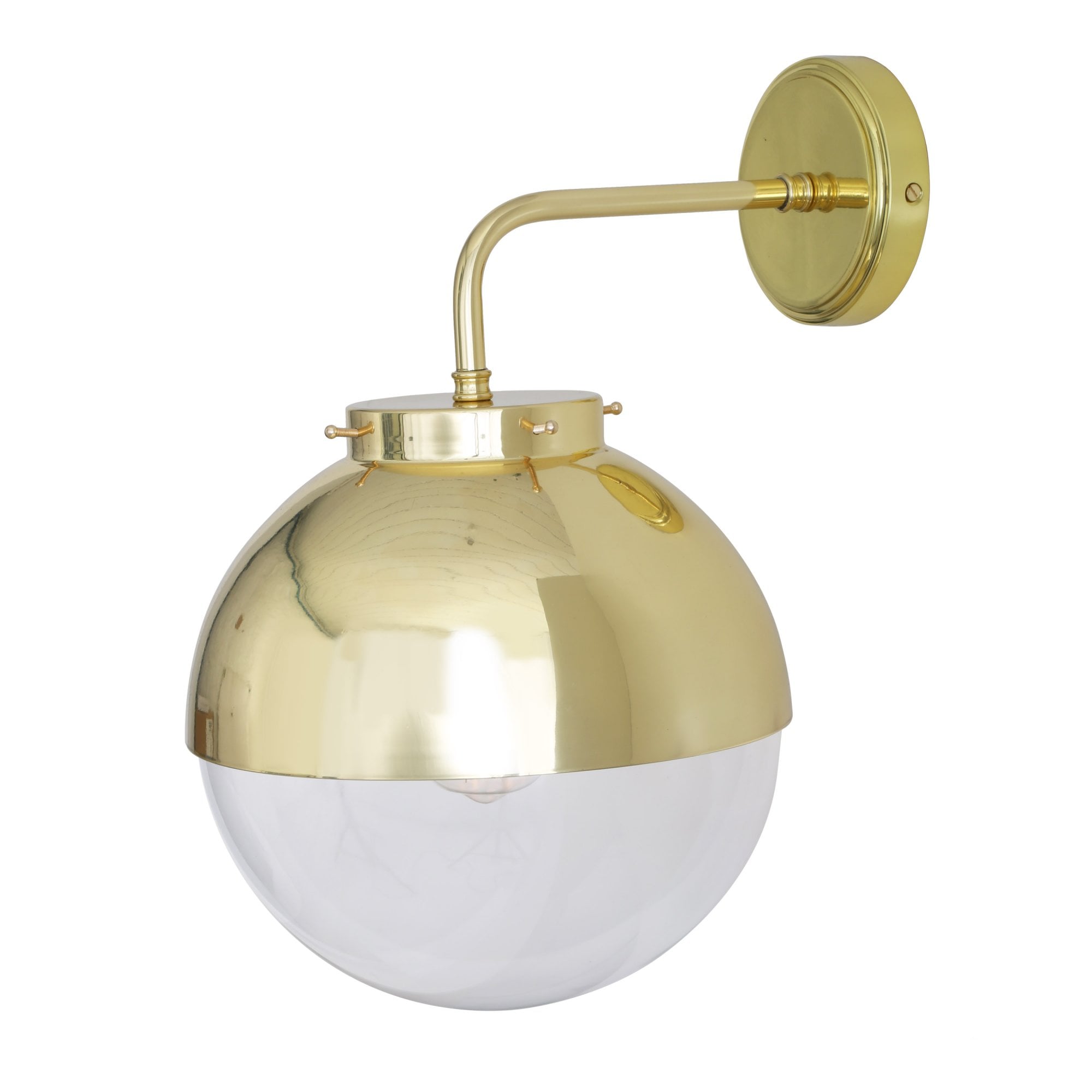 Florence Wall Light, Antique Brass, Clear Glass