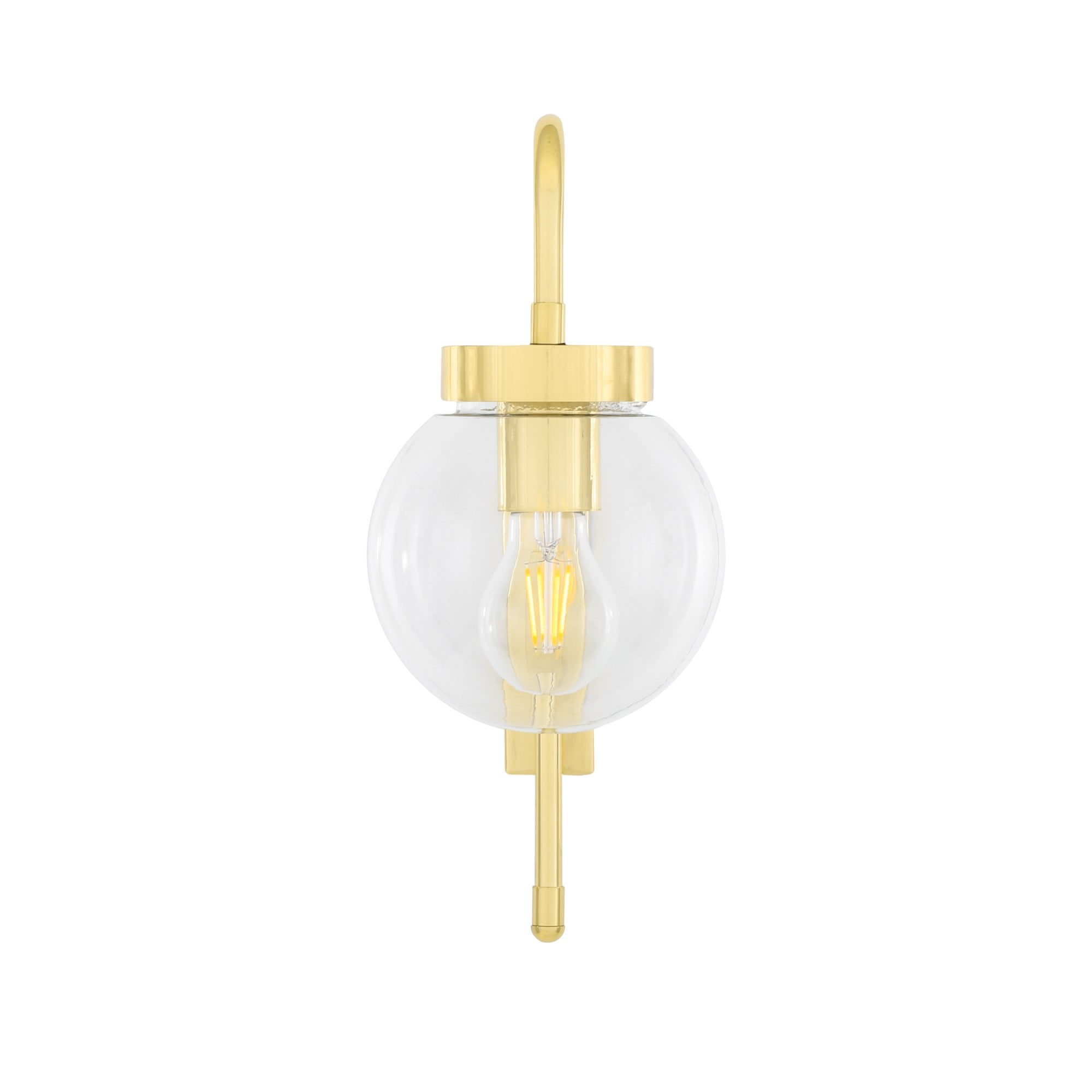 Auburn Wall Light, Antique Brass, Clear Glass