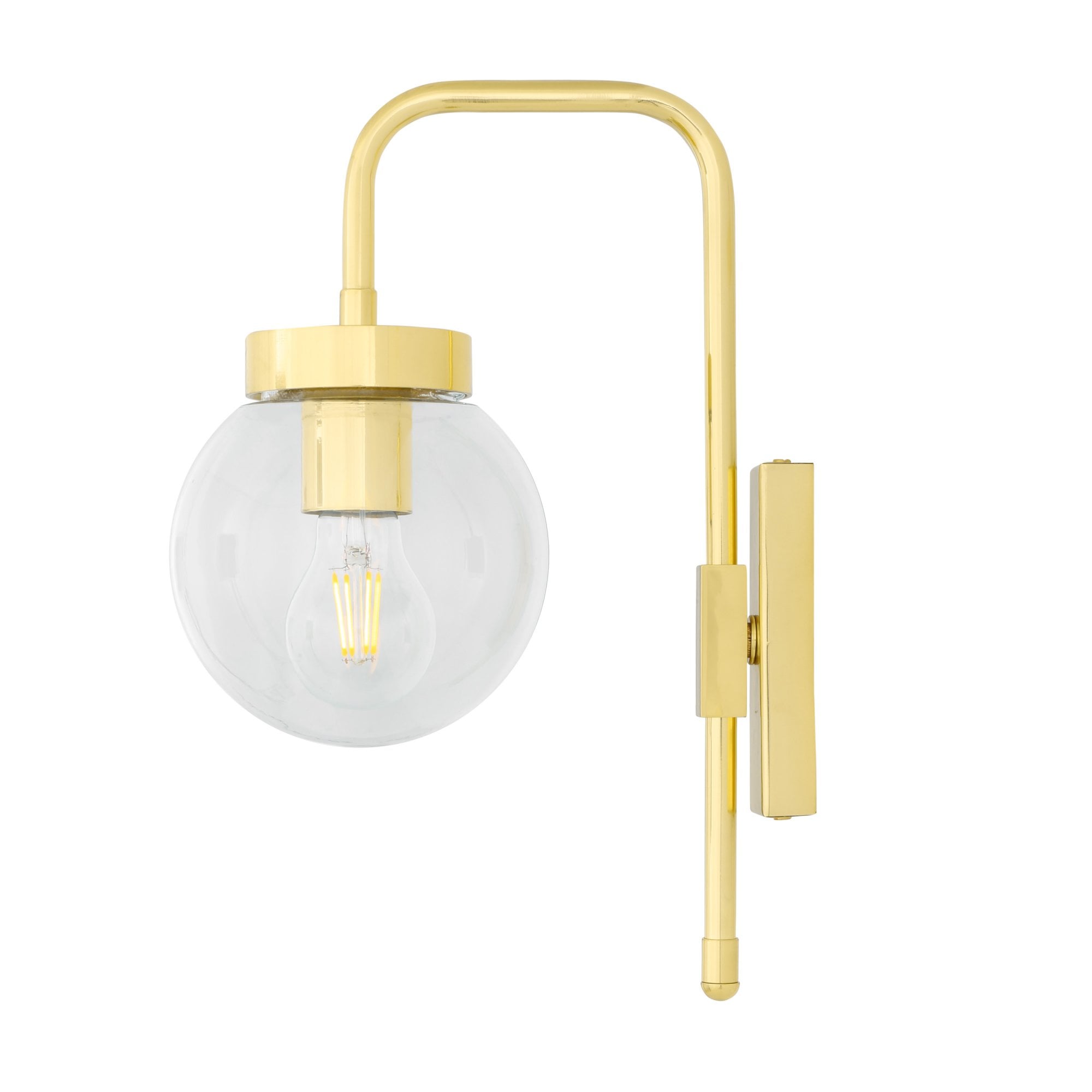 Auburn Wall Light, Antique Brass, Clear Glass