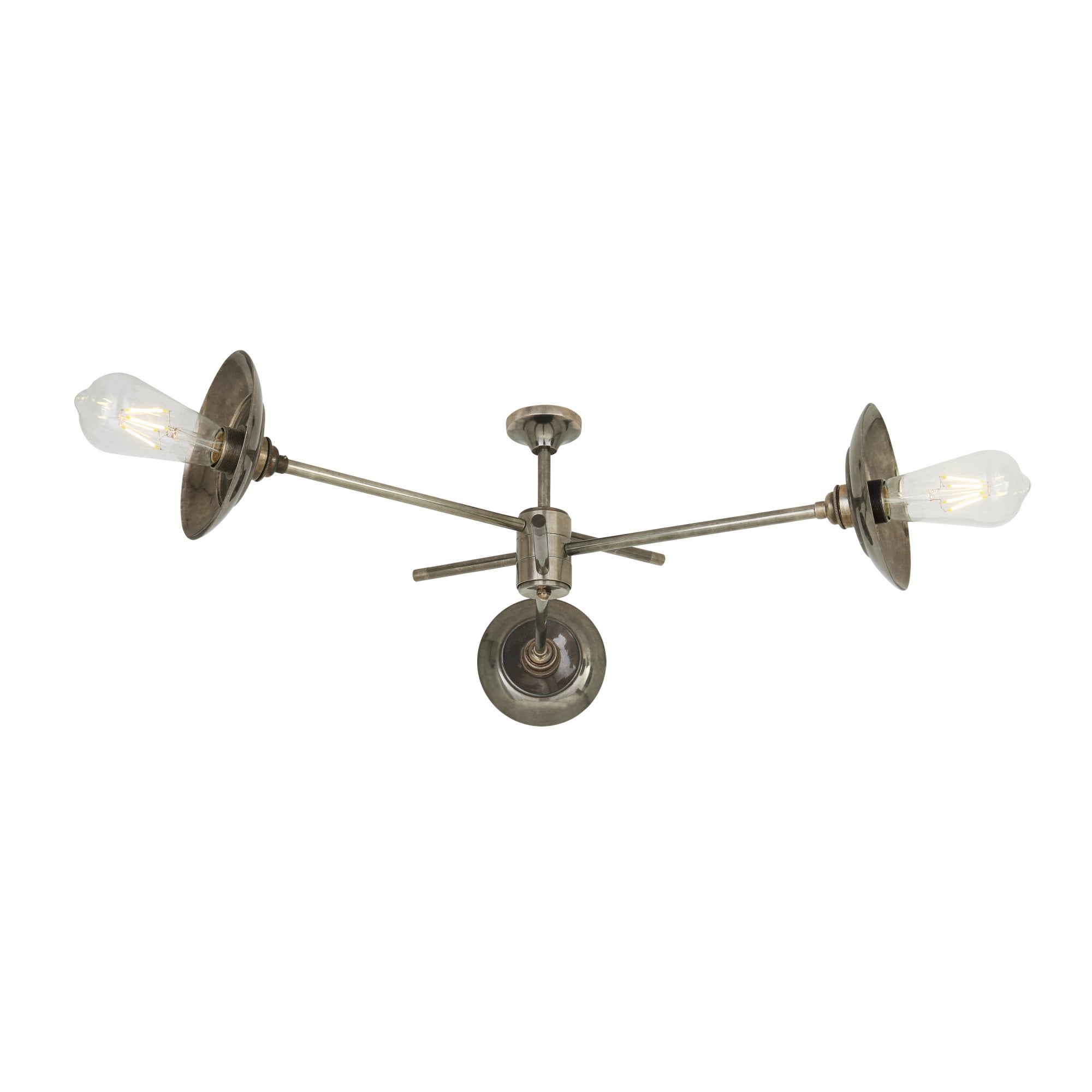 Reznor Flush Chandelier, Antique Brass