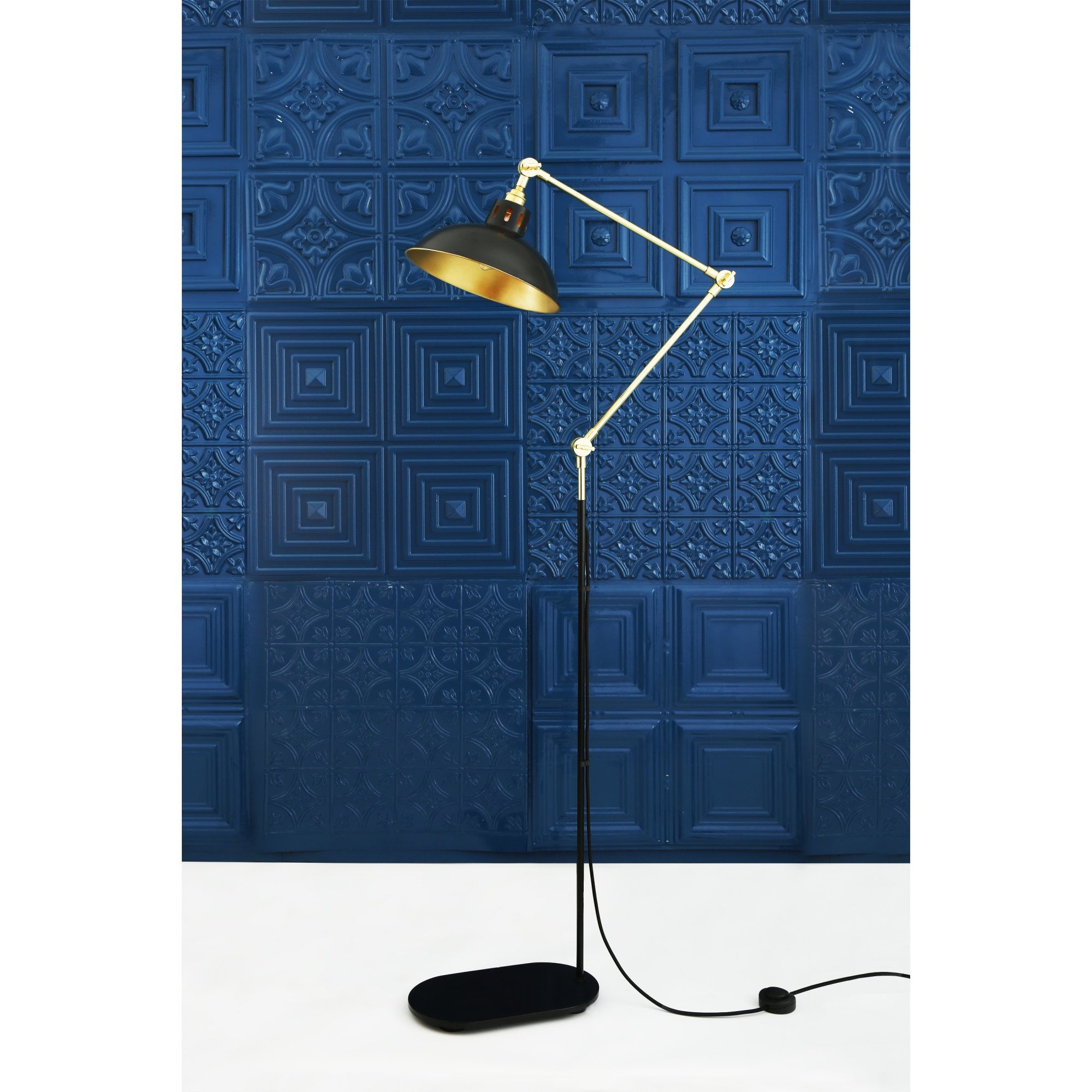 Senglea Floor Lamp, Polished Brass & Matt Black