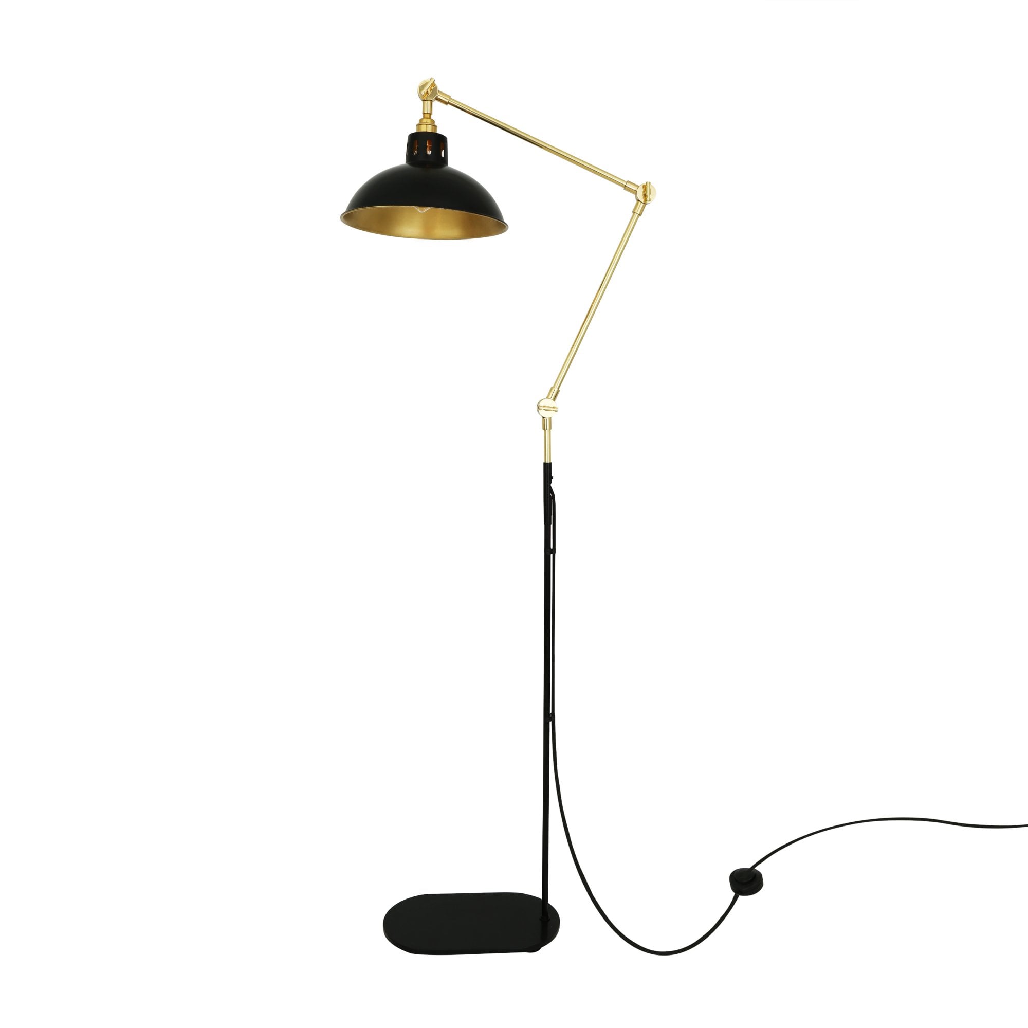 Senglea Floor Lamp, Polished Brass & Matt Black