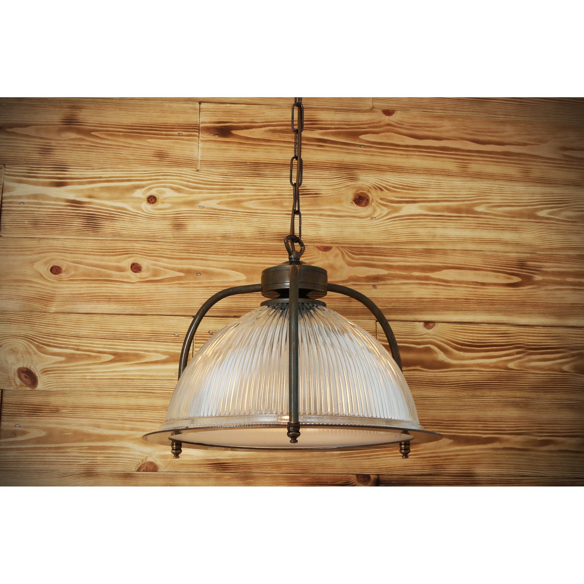 Bousta Holophane Pendant Diffuser, Antique Brass