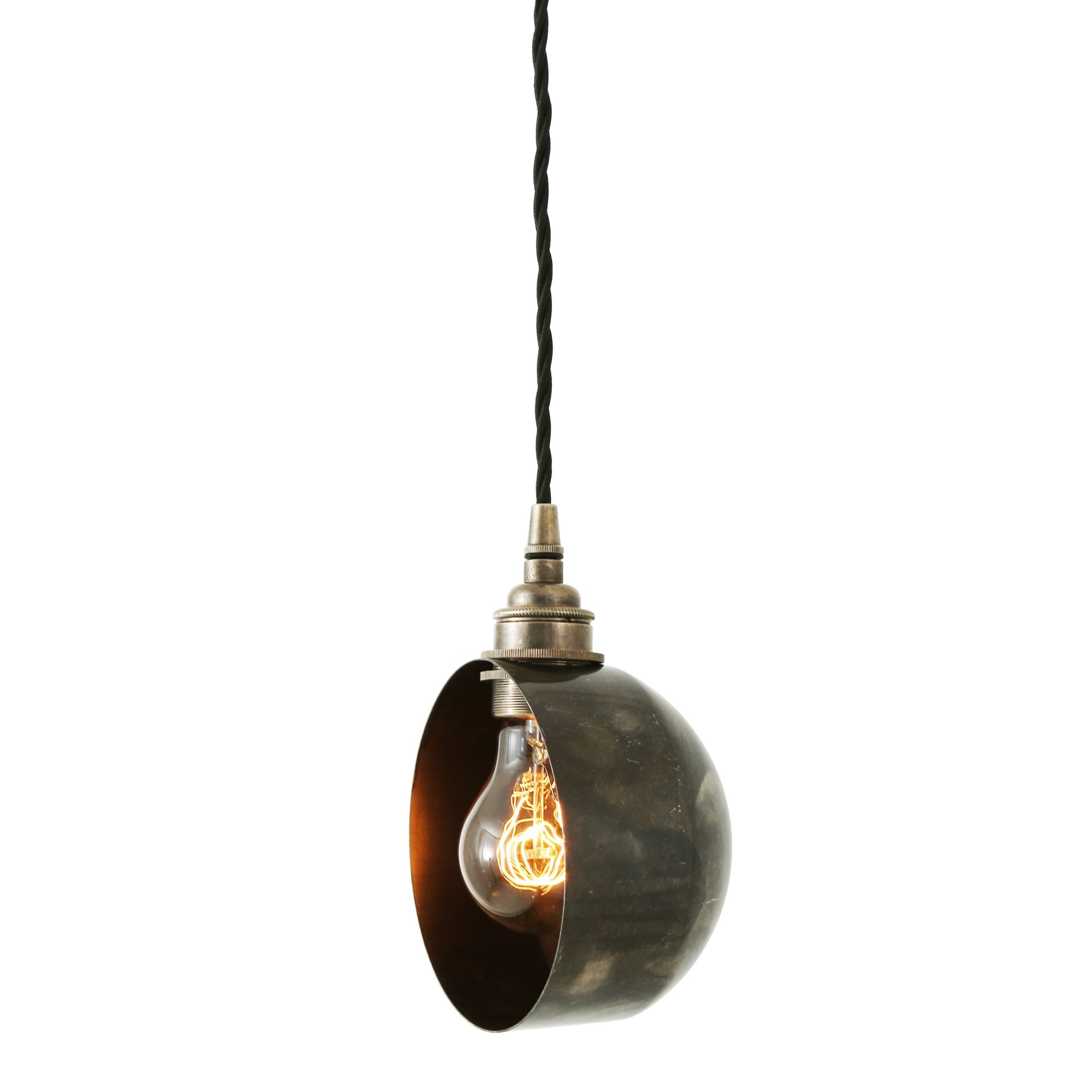 Bogota - Quirky Single Pendant Drop Light with Fabric Cable - Antique Brass