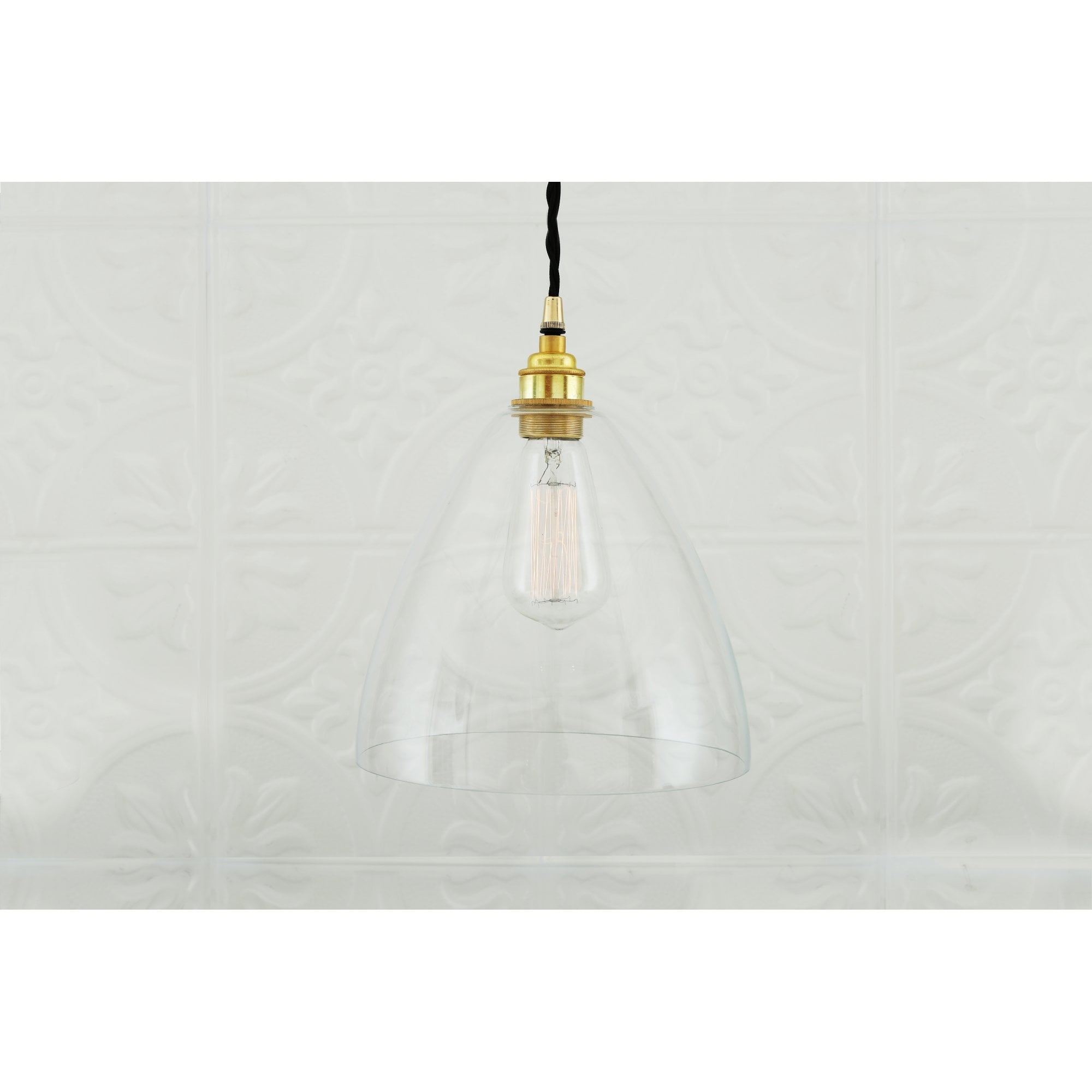 Luang Retro Brass Oval Globe Glass Shade Pendant Light