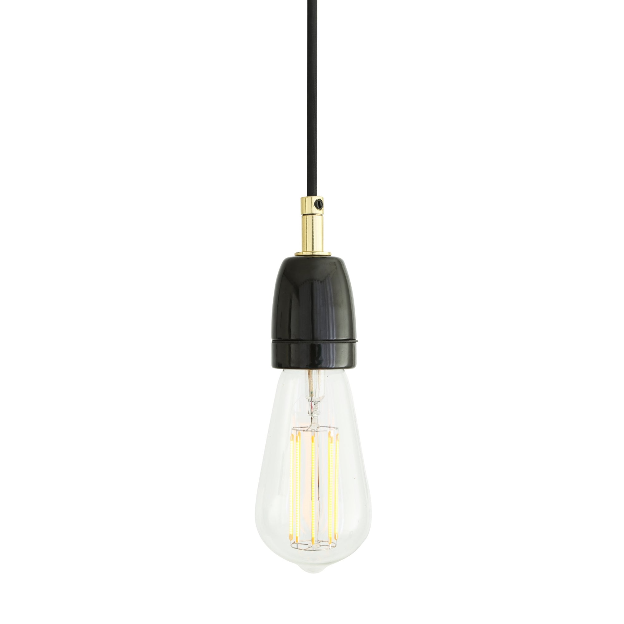 Caltra Pendant Light, Black & Polished Brass