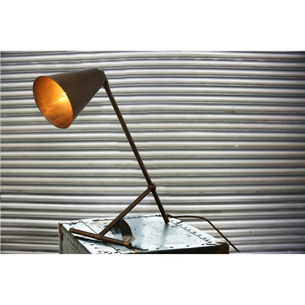 Havana Modern Industrial Table Lamp, Antique Brass