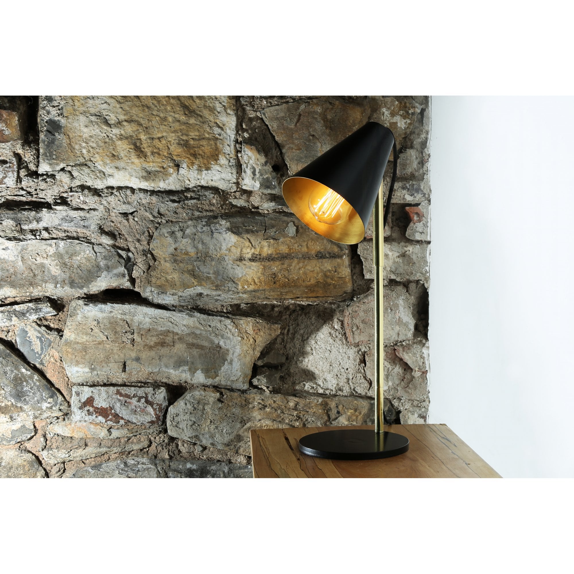 Lusaka Table Lamp, Polished Brass & Matt Black