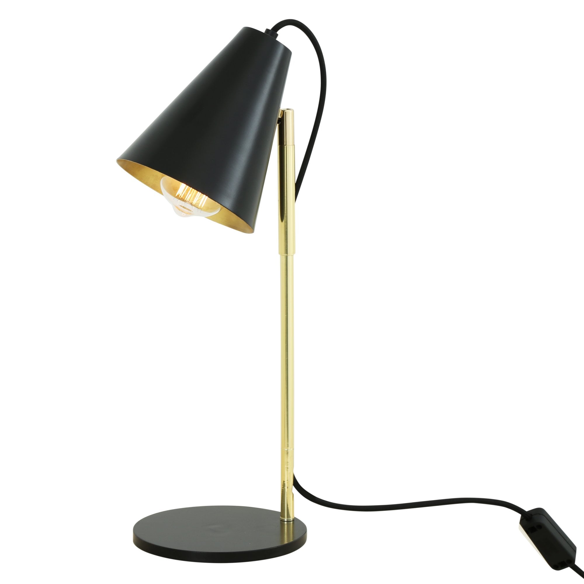 Lusaka Table Lamp, Polished Brass & Matt Black