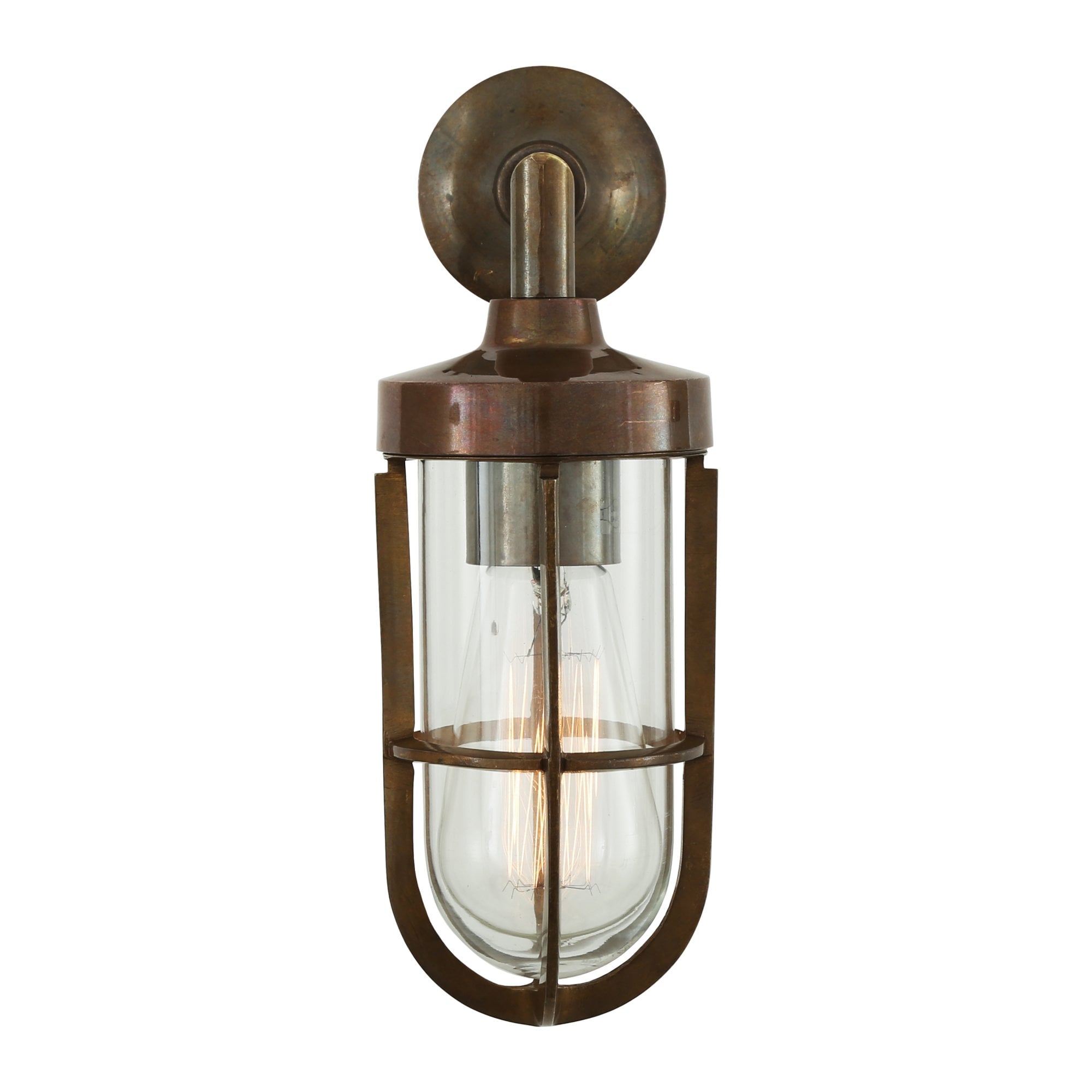 Cladach Wall Light, Antique Brass, Clear Glass