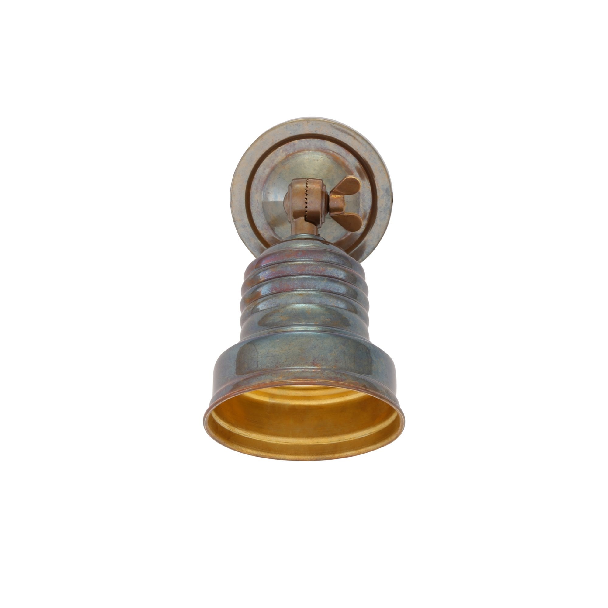 Sucre Antique Industrial Spot Light, Antique Brass