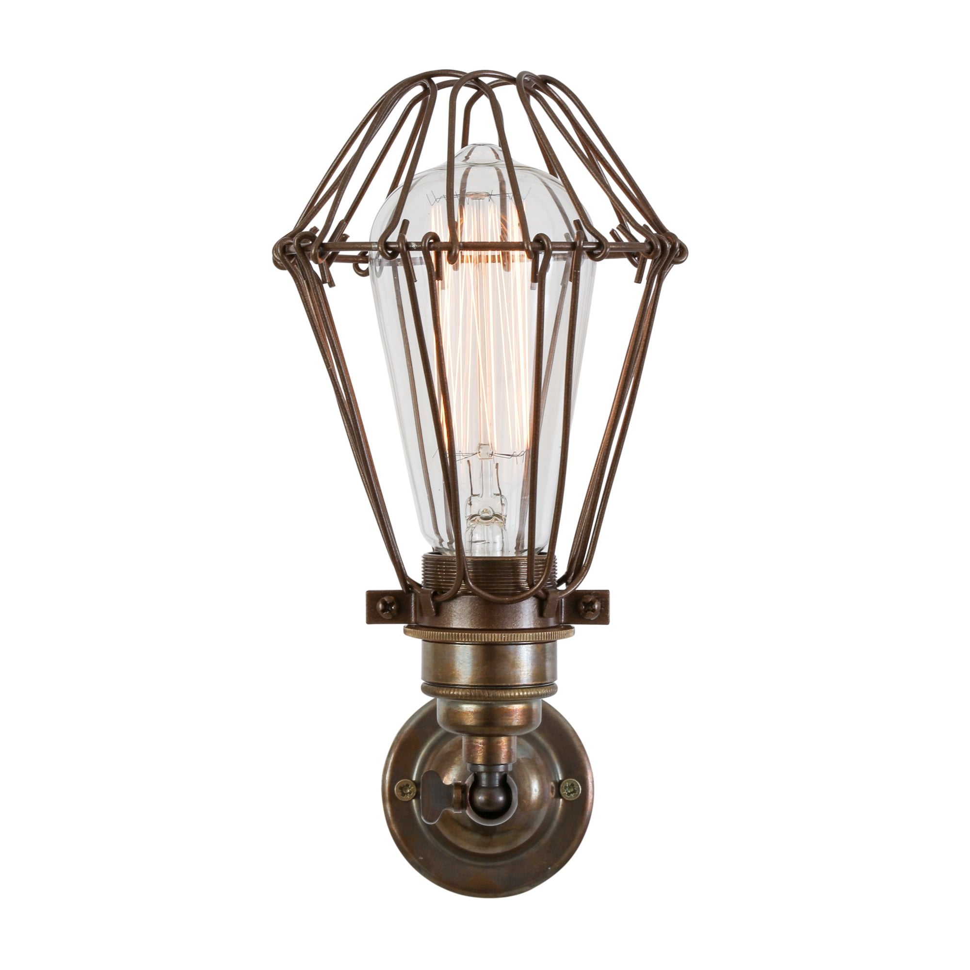 Industrial Cage Wall Sconce with Miners Light Cage