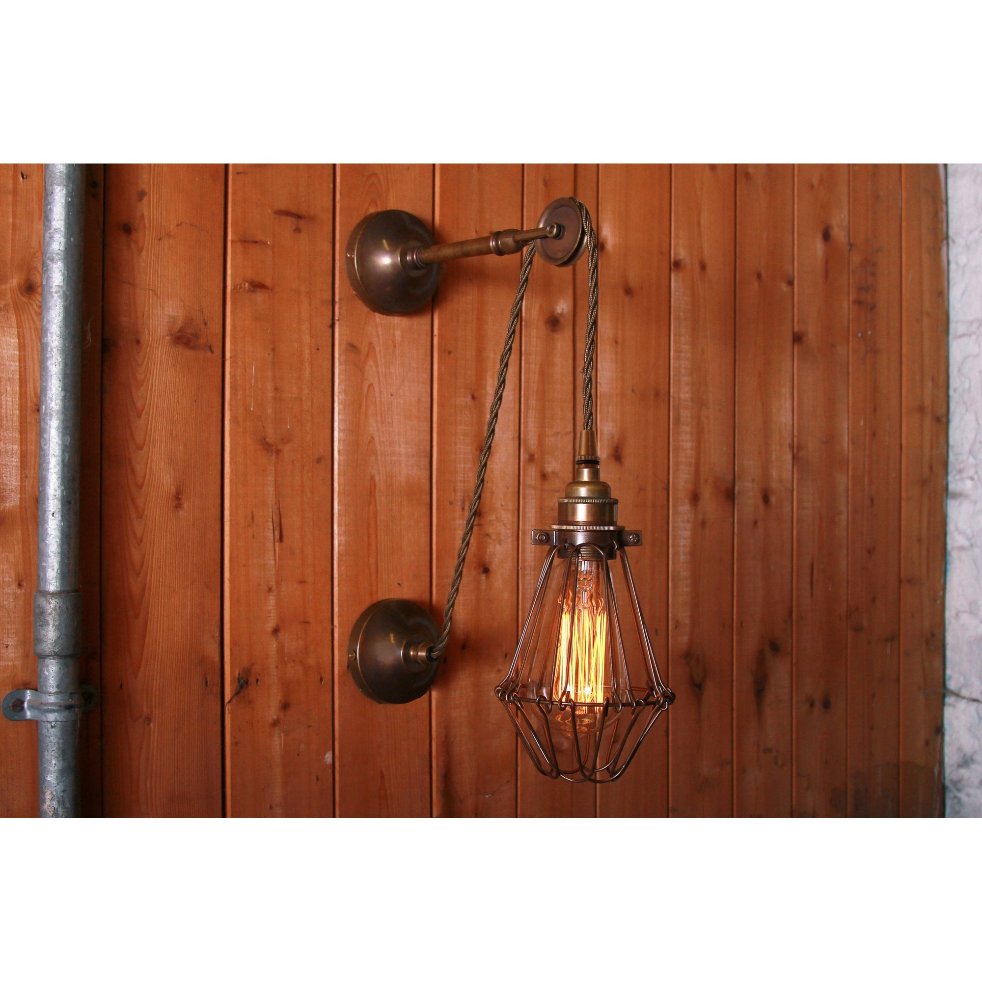 Apoch Wall Light, Antique Brass & Bronze Cage