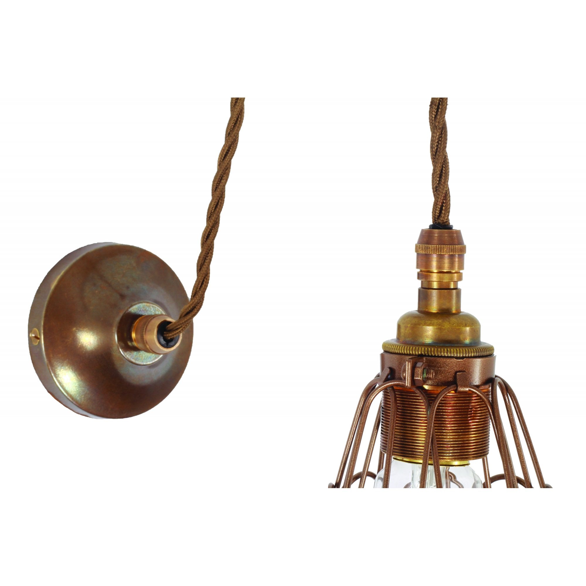 Apoch Wall Light, Antique Brass & Bronze Cage