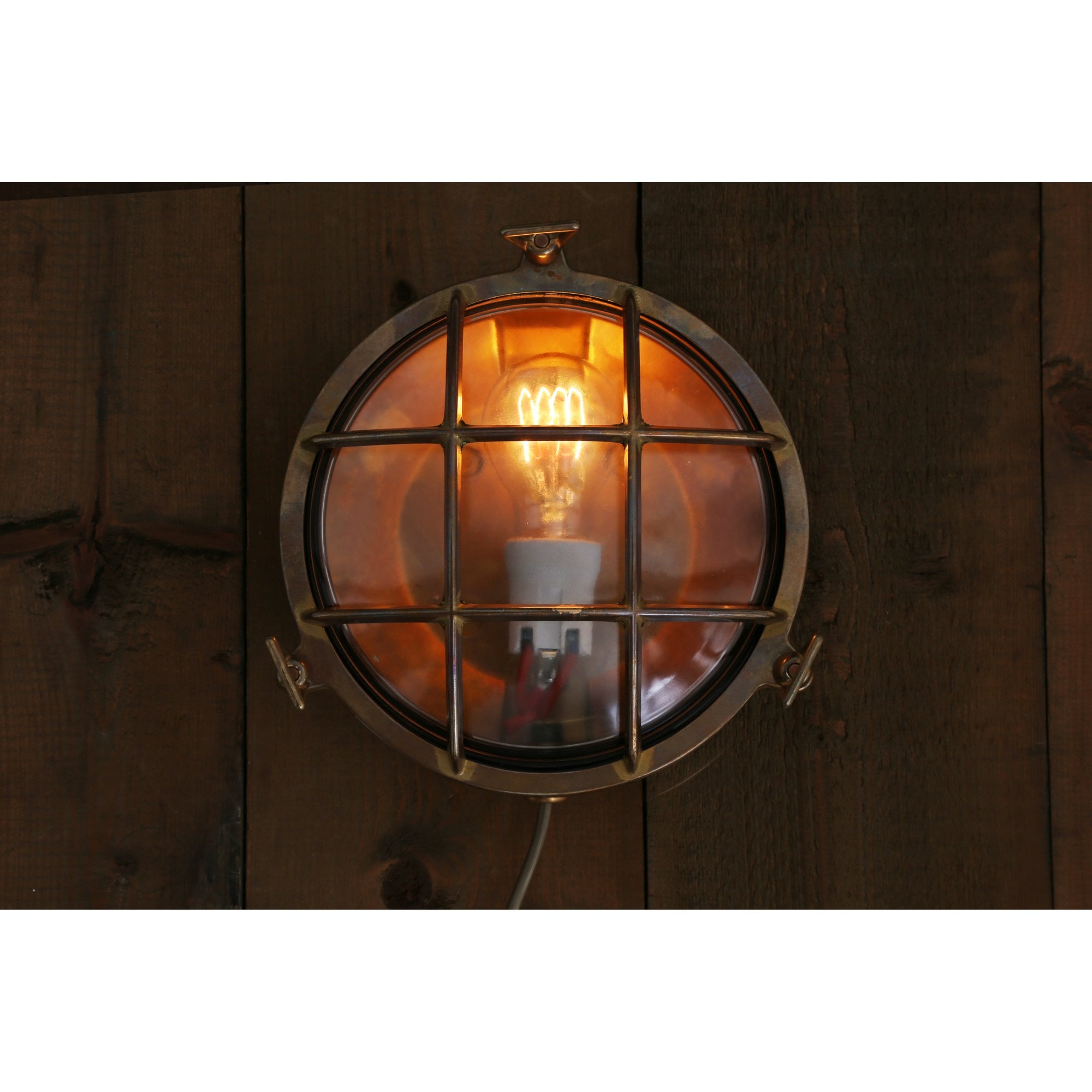 Adoo Marine Style Nautical Wall Light Round 21cm, Ant Brass