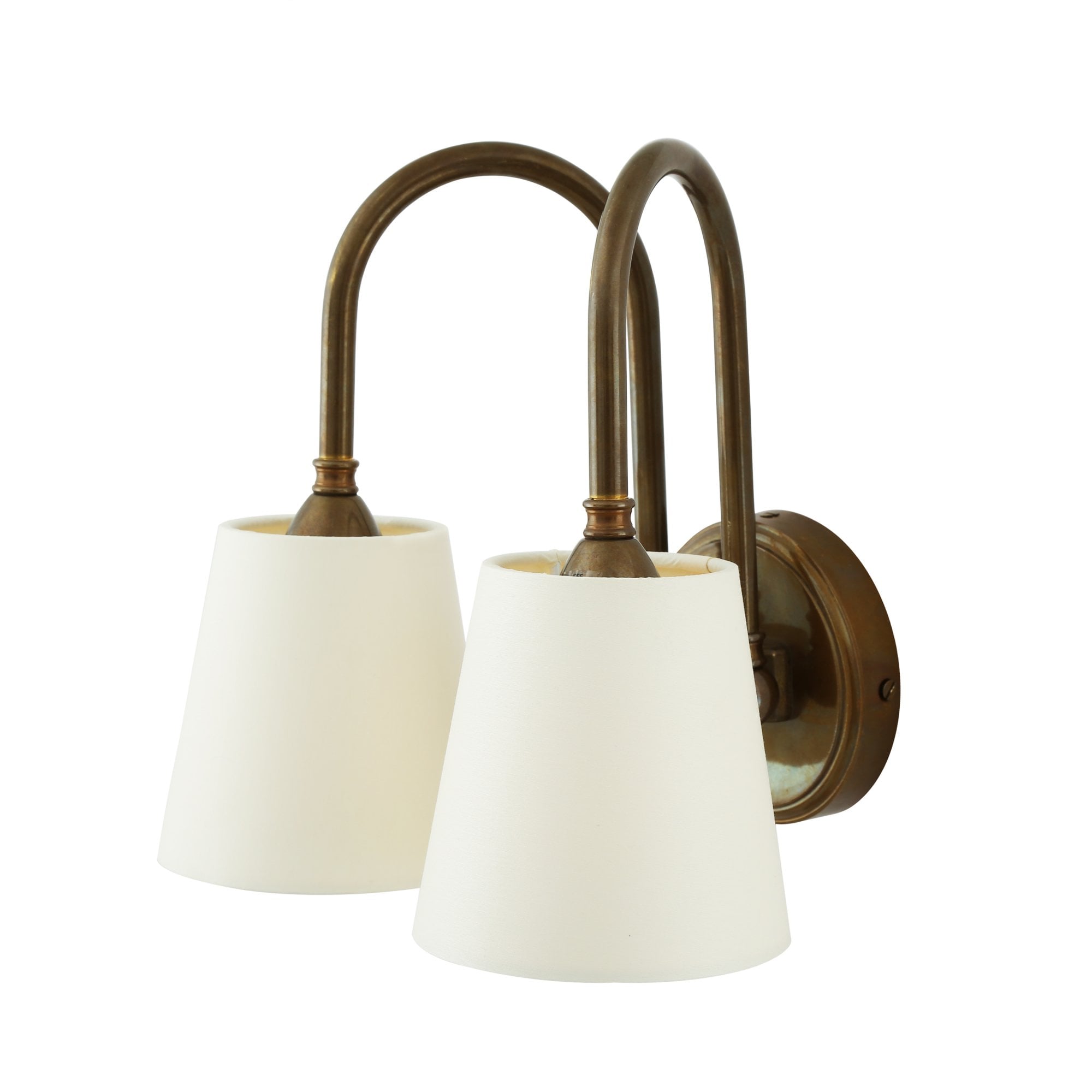 Uppsala Double Wall Light, Antique Brass