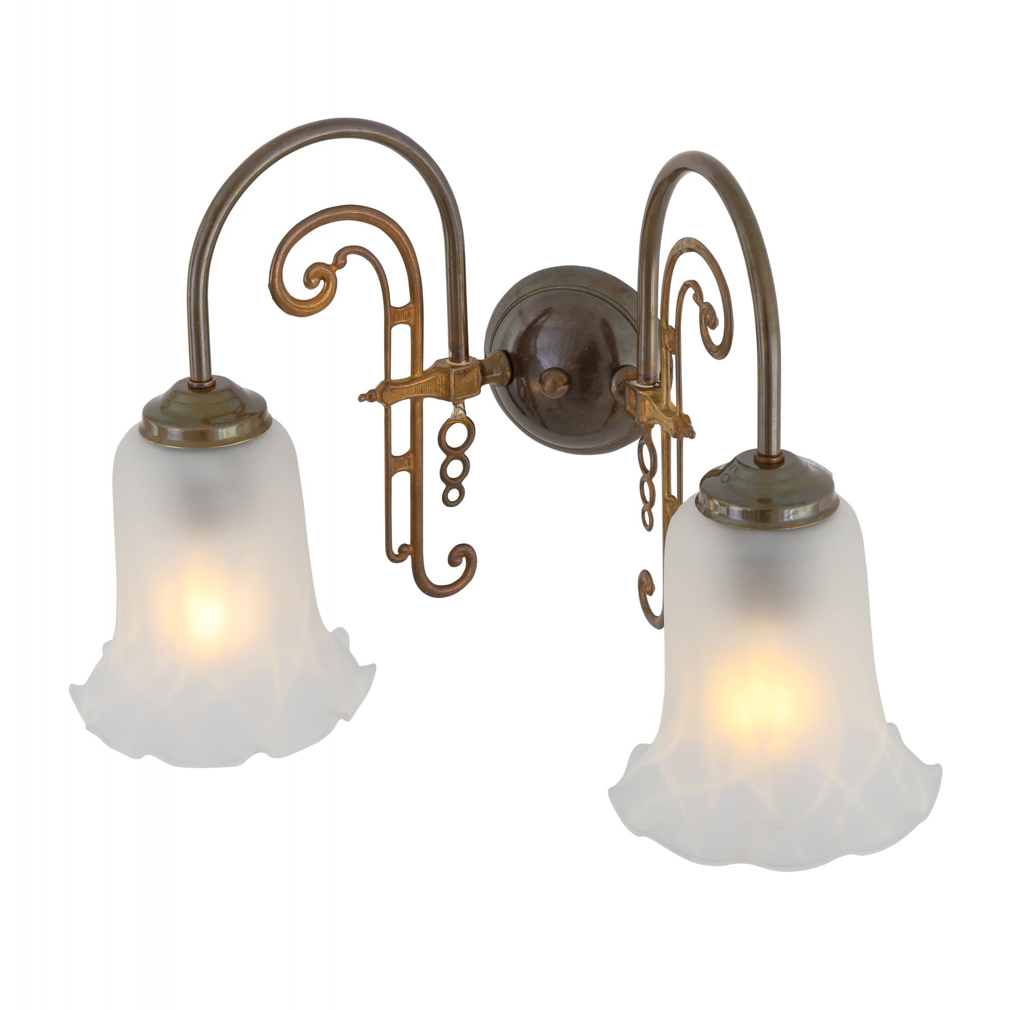 Medan Double Wall Light, Antique Brass