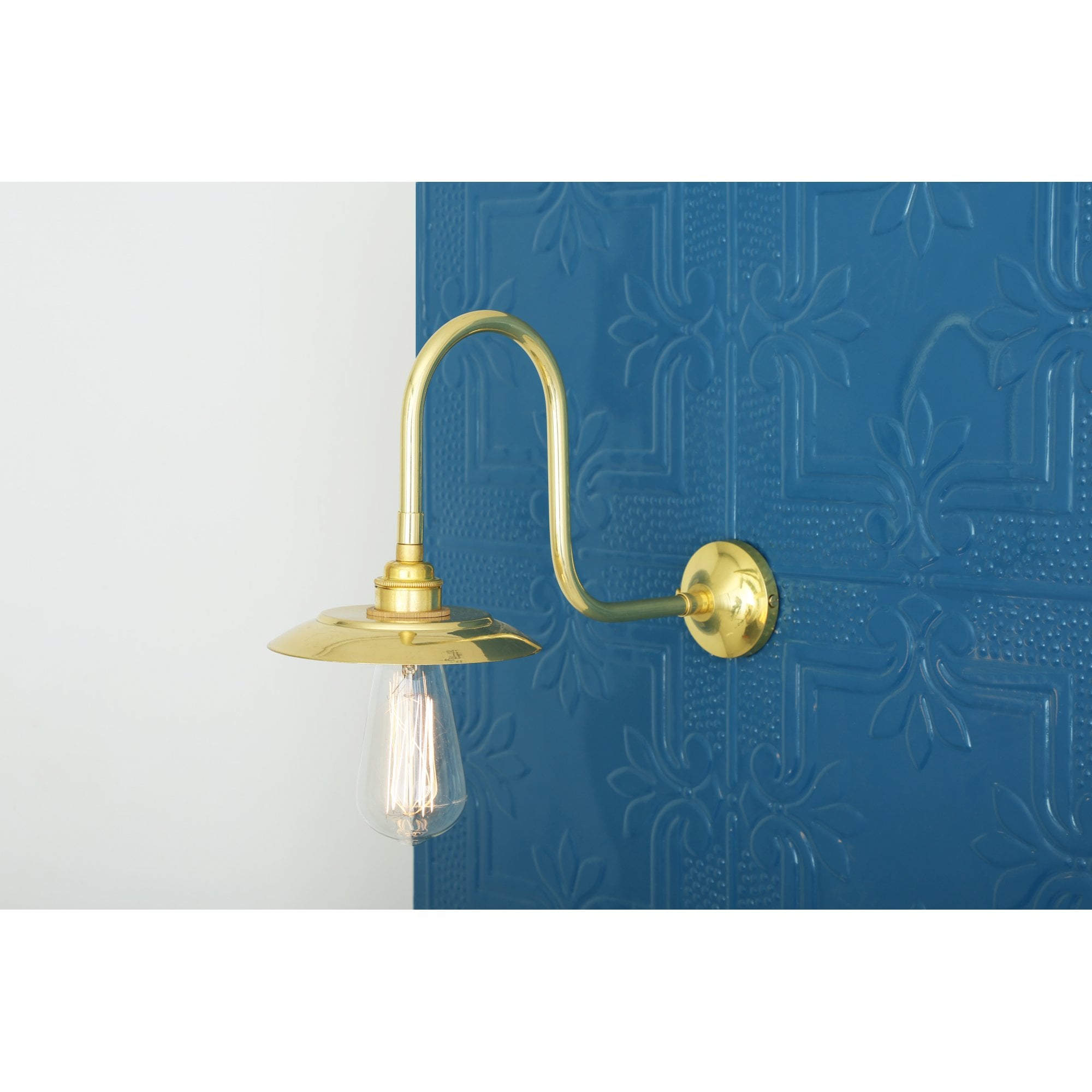 Reznor Swan Neck Wall Light, Antique Brass