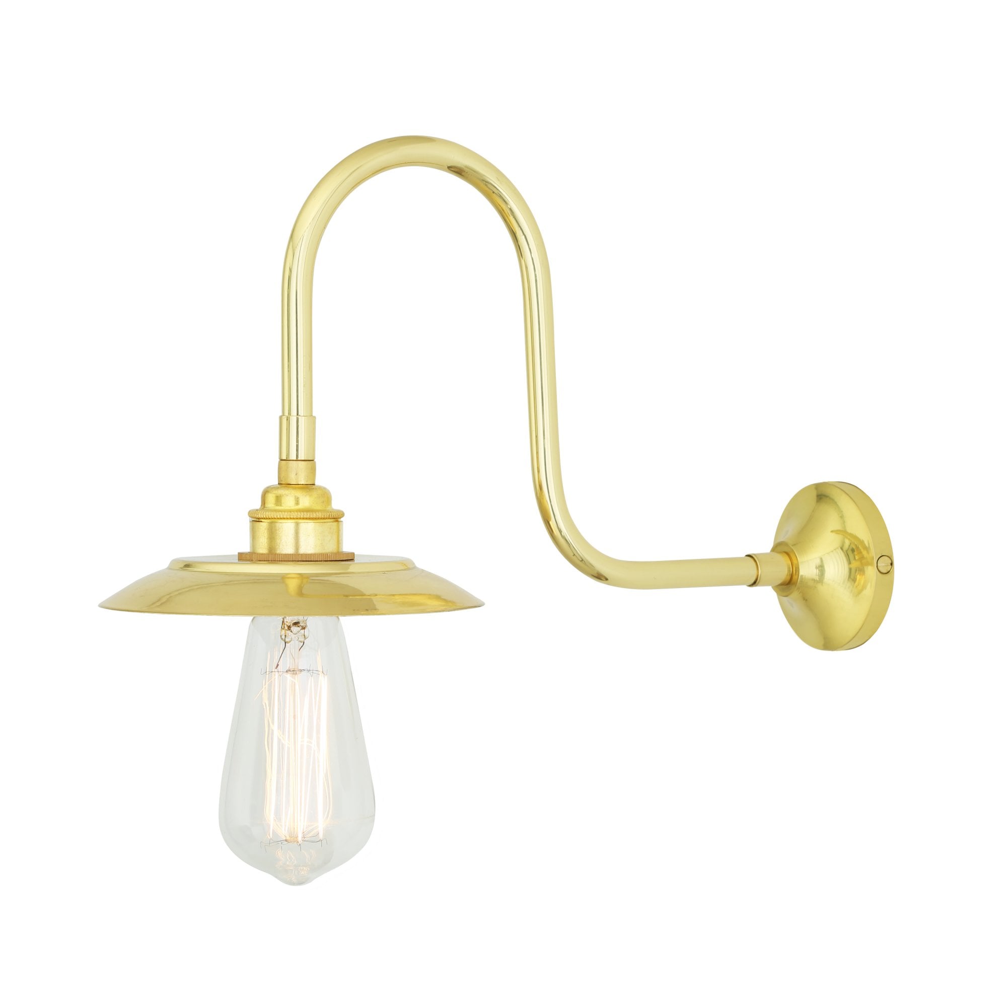 Reznor Swan Neck Wall Light, Antique Brass