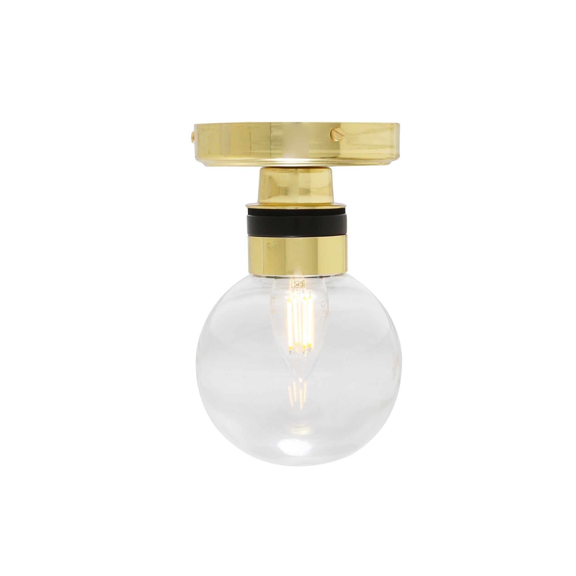 Ayr Ceiling Light, Antique Brass, Clear