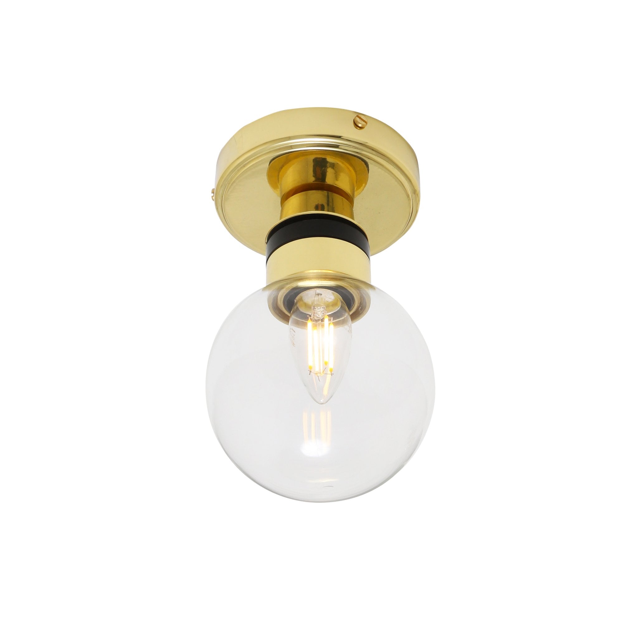 Ayr Ceiling Light, Antique Brass, Clear