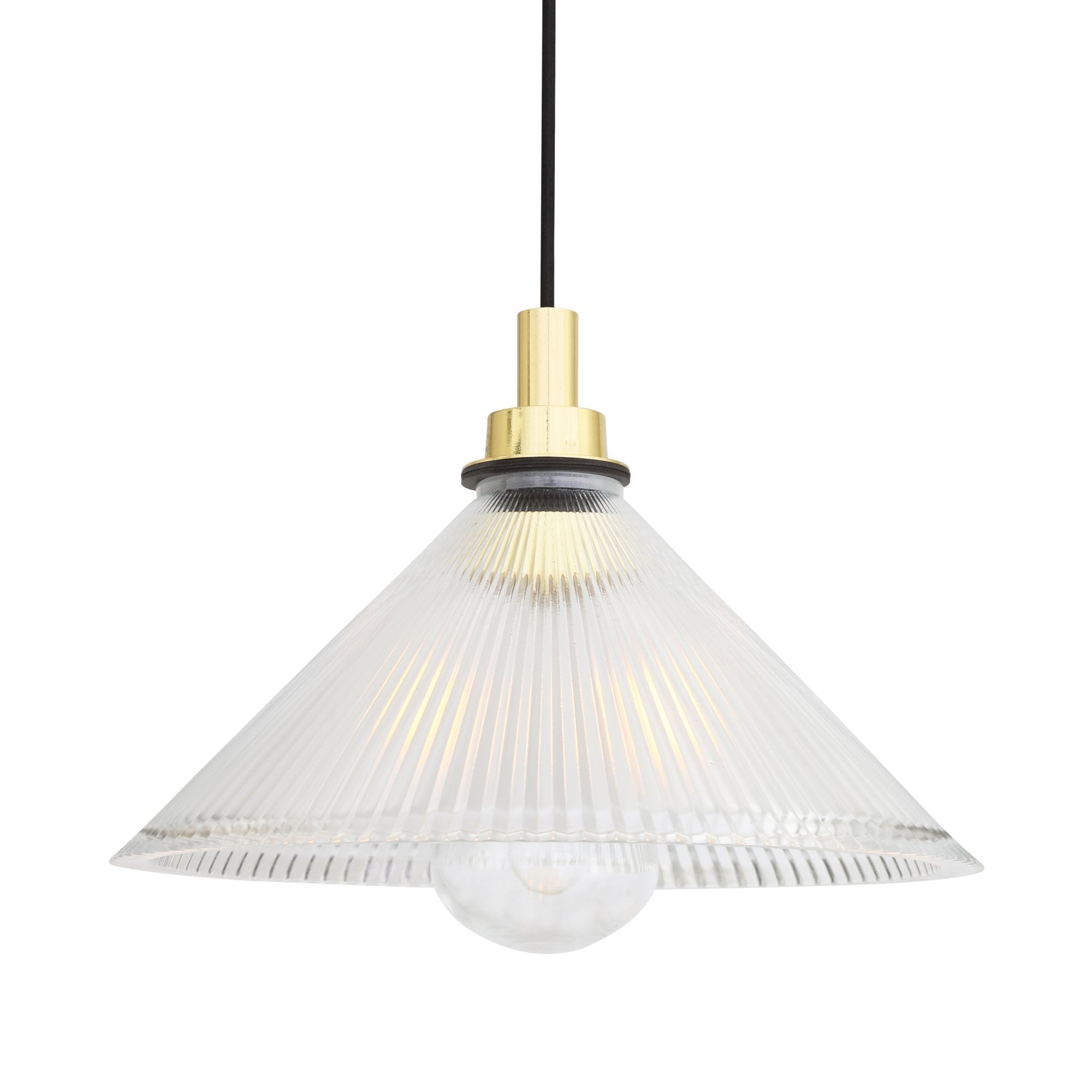 Beck Pendant Light, Antique Brass, Clear Glass