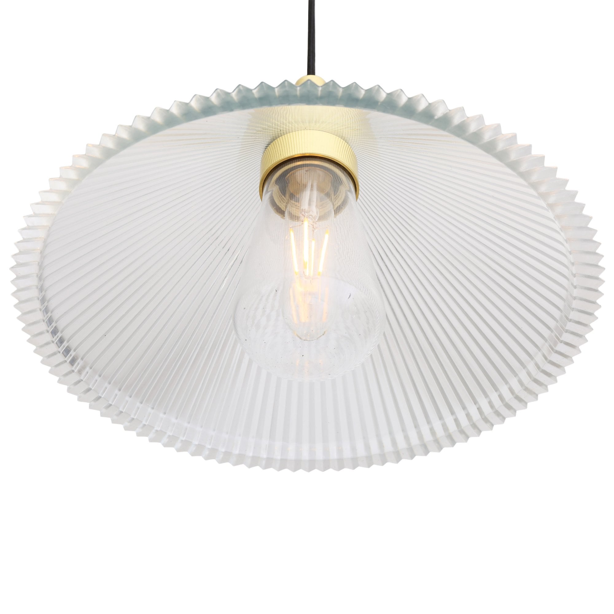 Beck Pendant Light, Antique Brass, Clear Glass