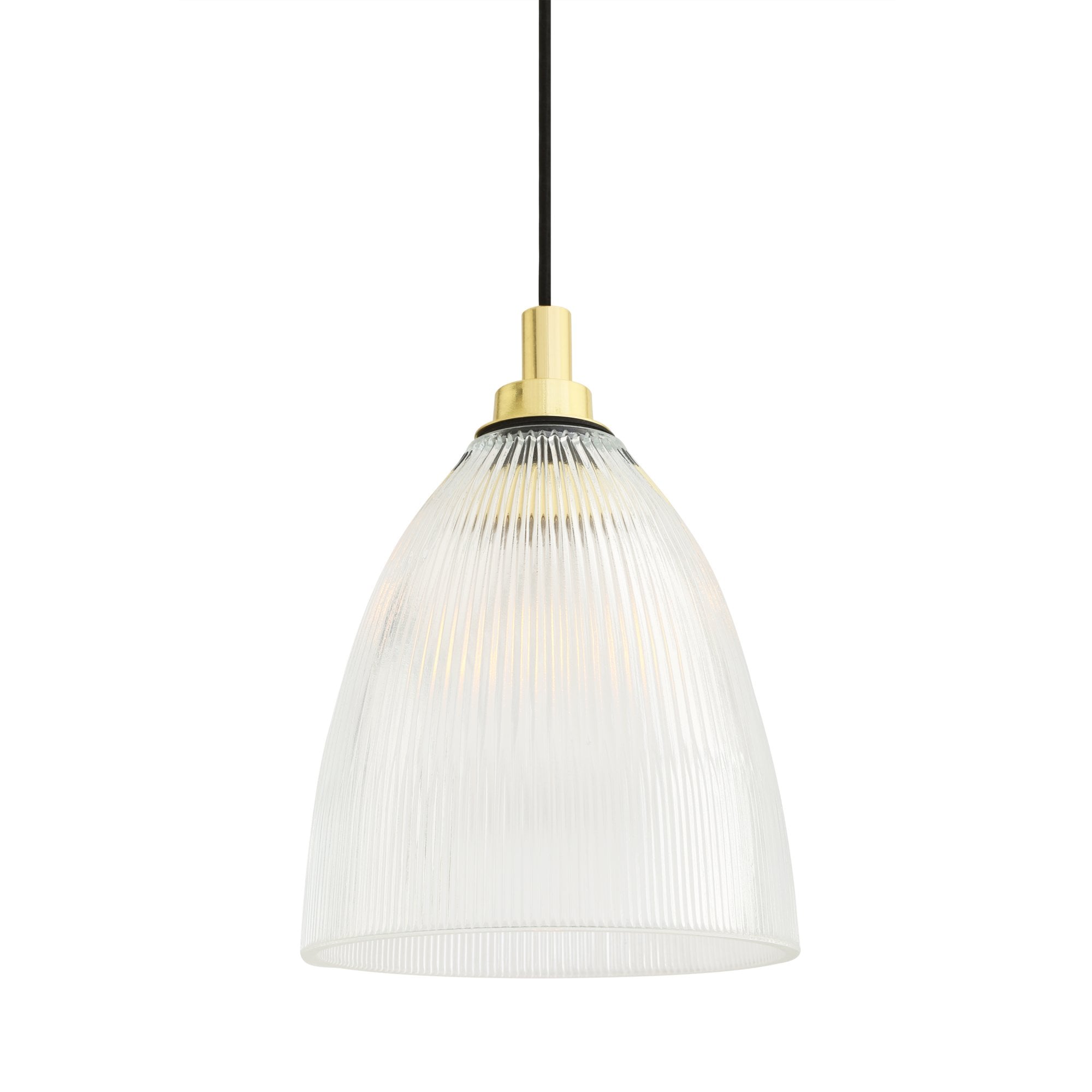 Brooke Pendant Light, Antique Brass, Clear Glass