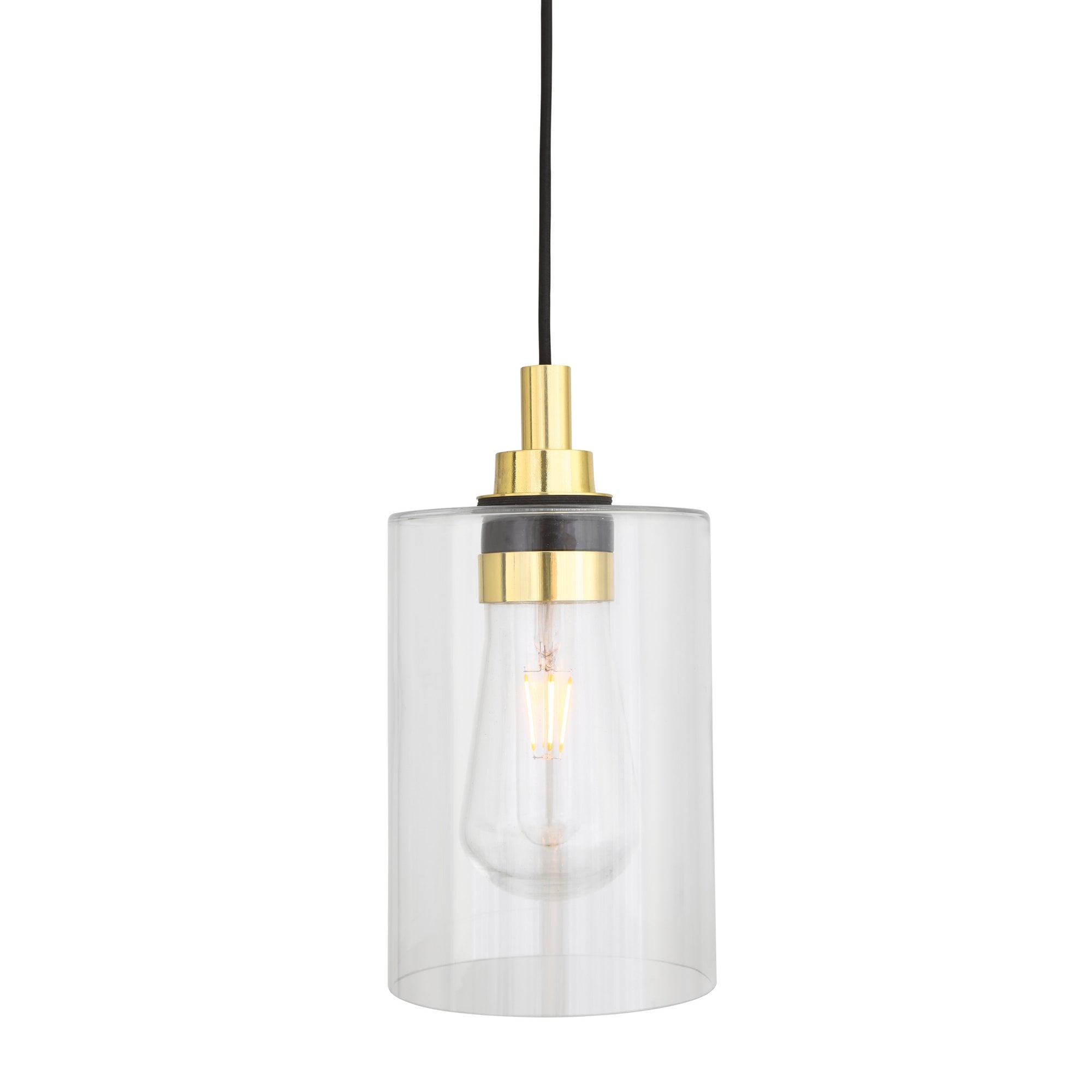 Calder Pendant Light, Antique Brass, Clear Glass