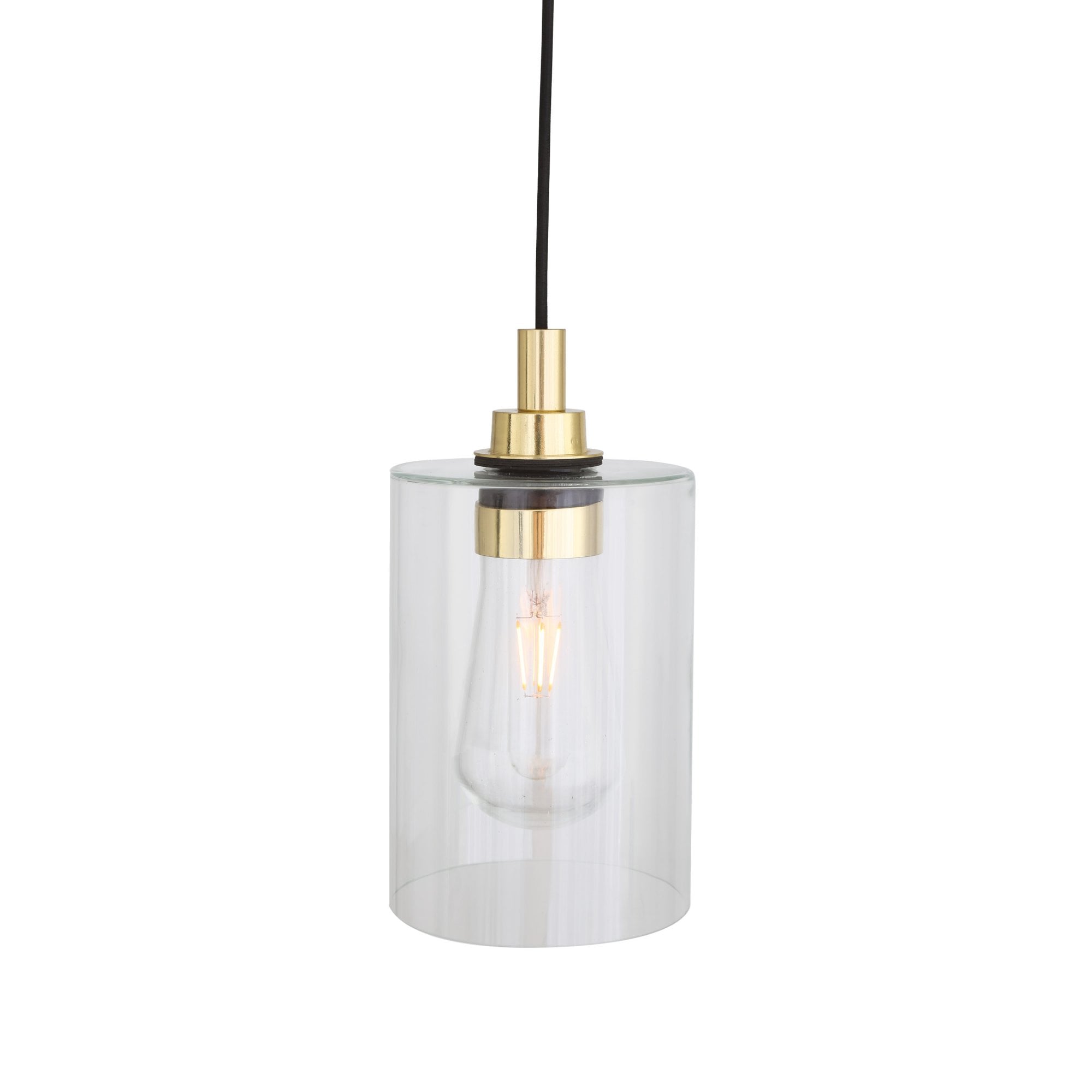 Calder Pendant Light, Antique Brass, Clear Glass