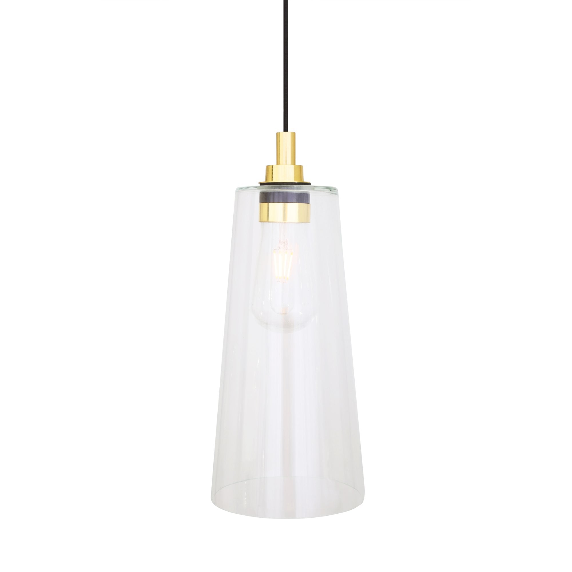 Cari Pendant Light, Antique Brass, Clear Glass