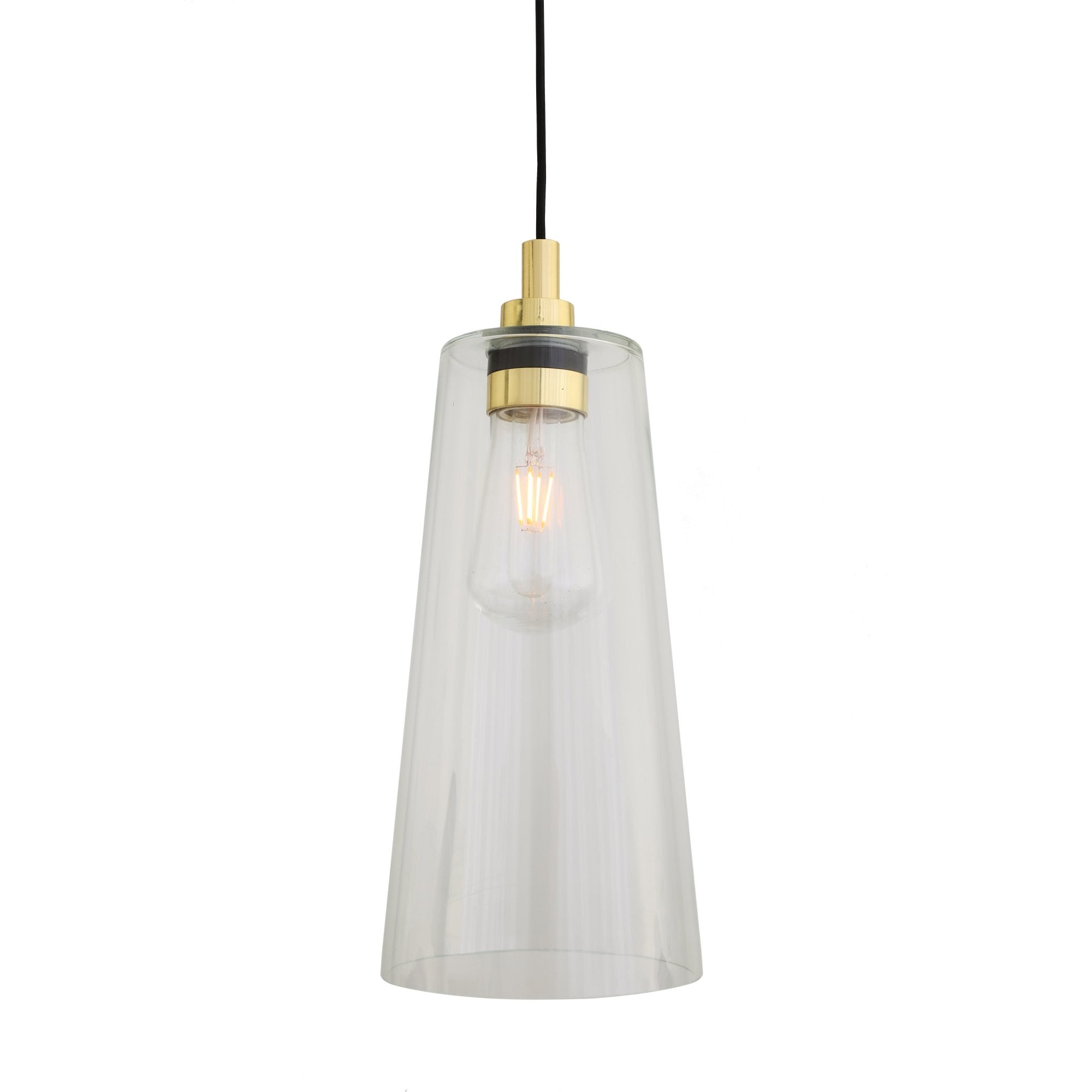 Cari Pendant Light, Antique Brass, Clear Glass