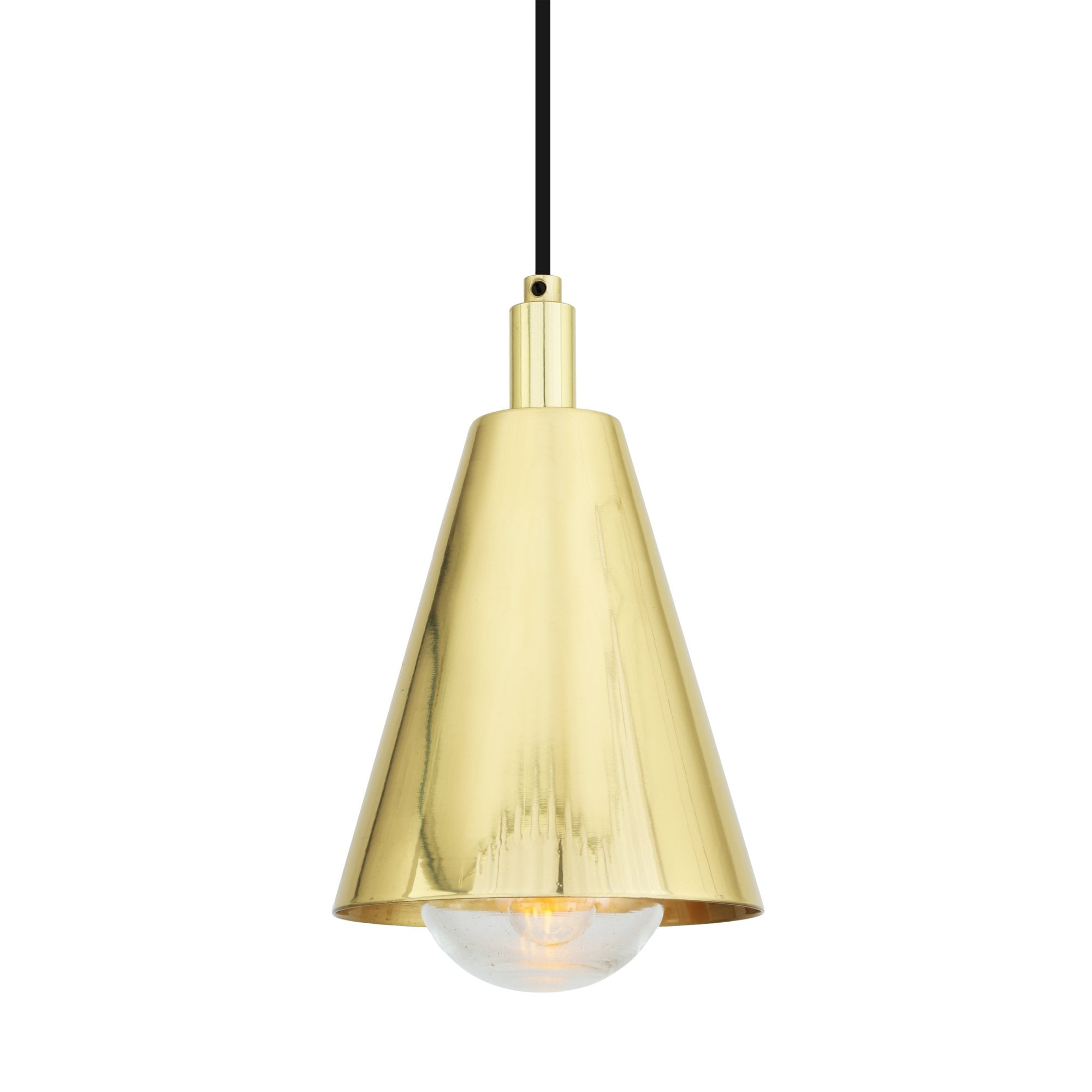 India Pendant Light, Antique Brass, Clear Glass