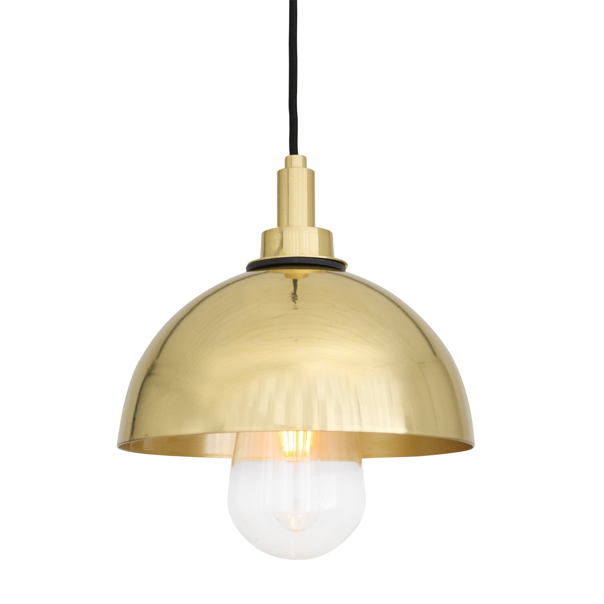 Hydra 20cm Dome Pendant, Antique Brass, Clear Glass