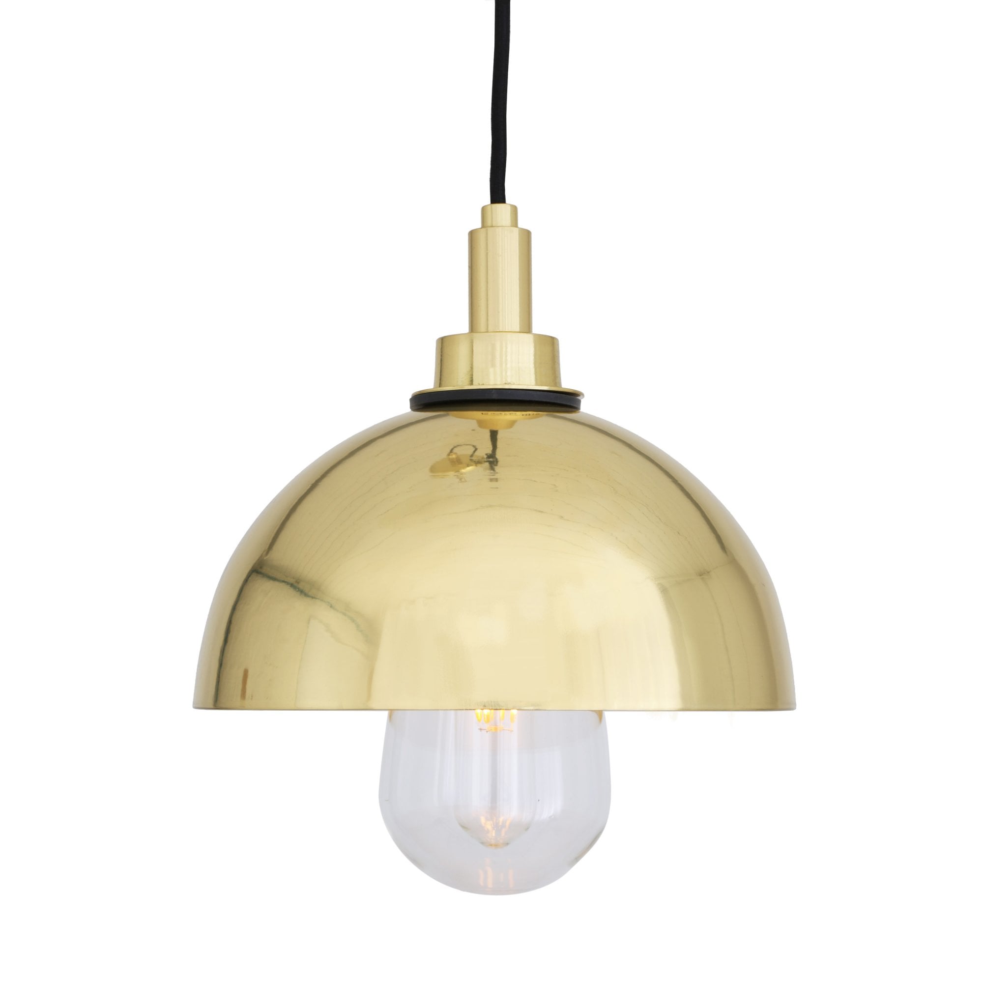 Hydra 20cm Dome Pendant, Antique Brass, Clear Glass