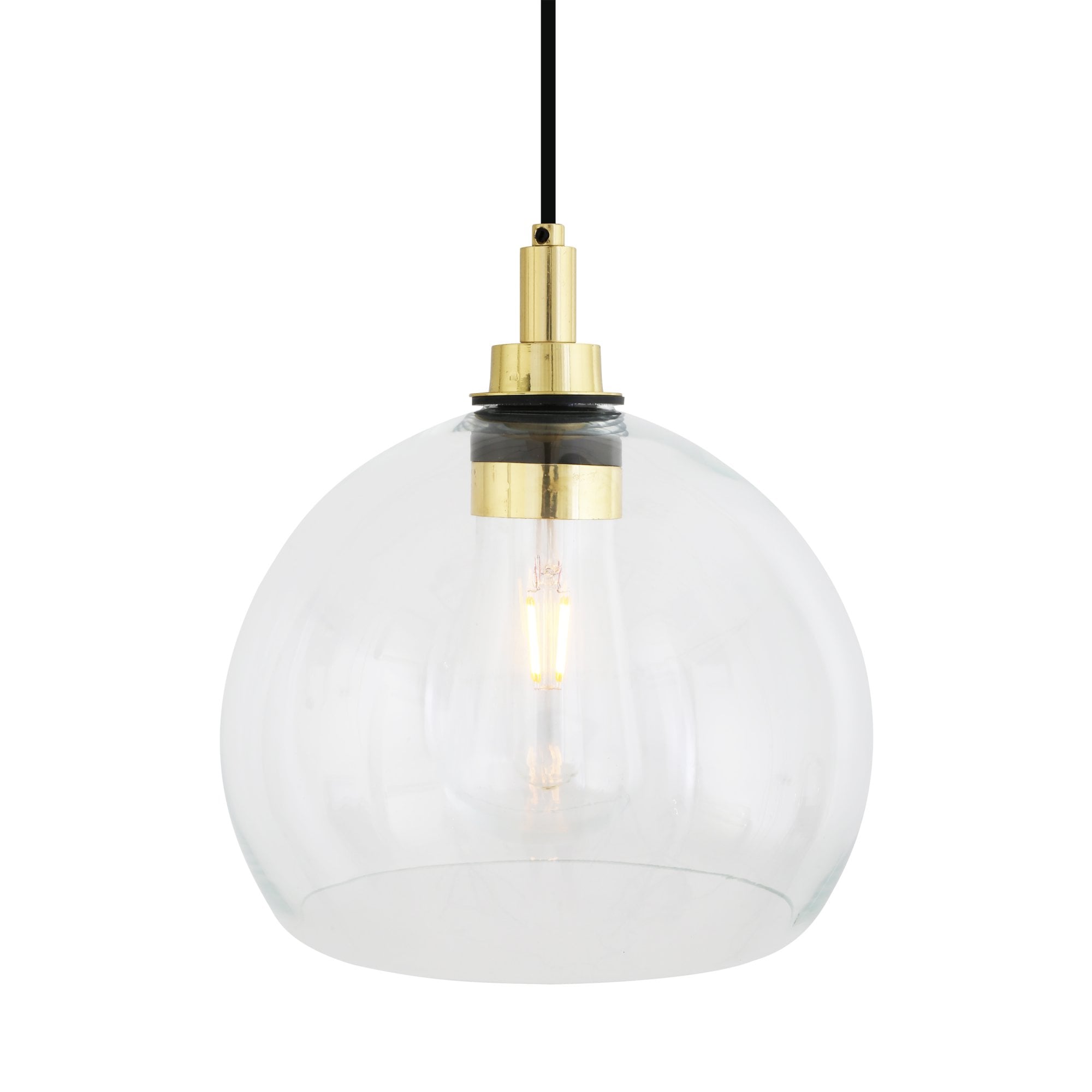 Leith 25cm Pendant Light, Antique Brass, Clear Glass