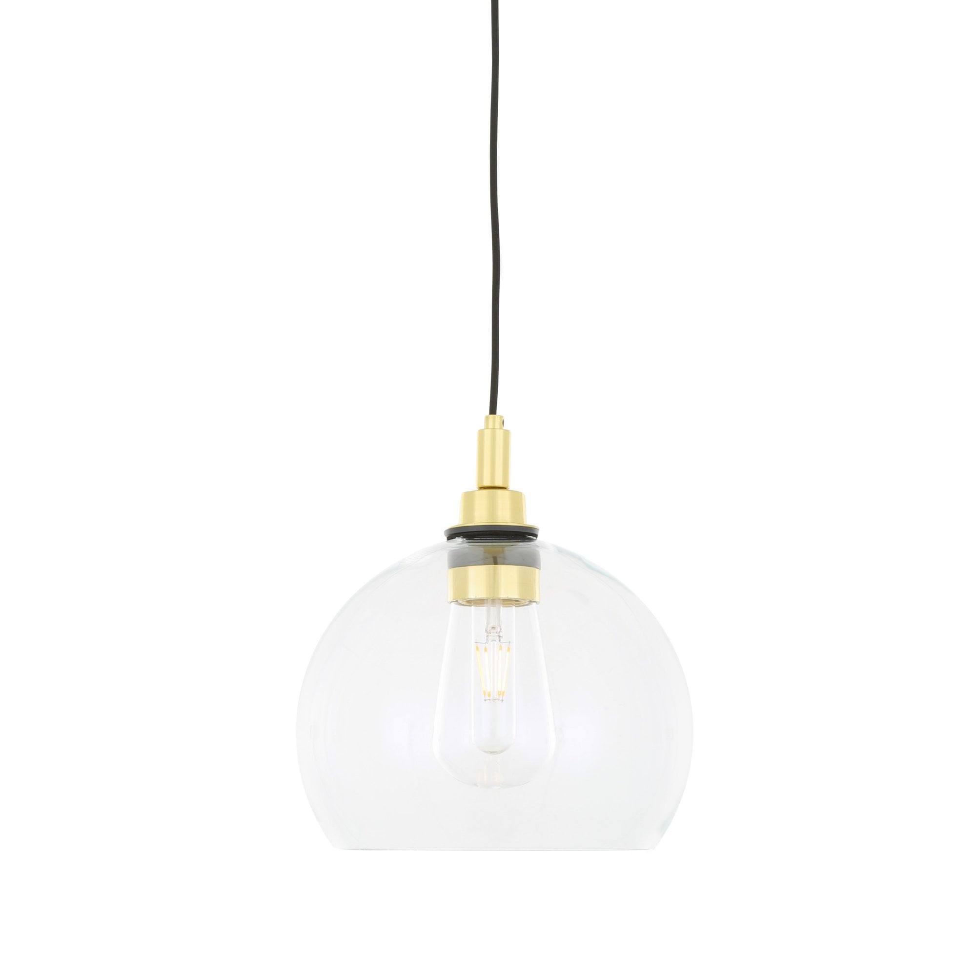 Leith 25cm Pendant Light, Antique Brass, Clear Glass