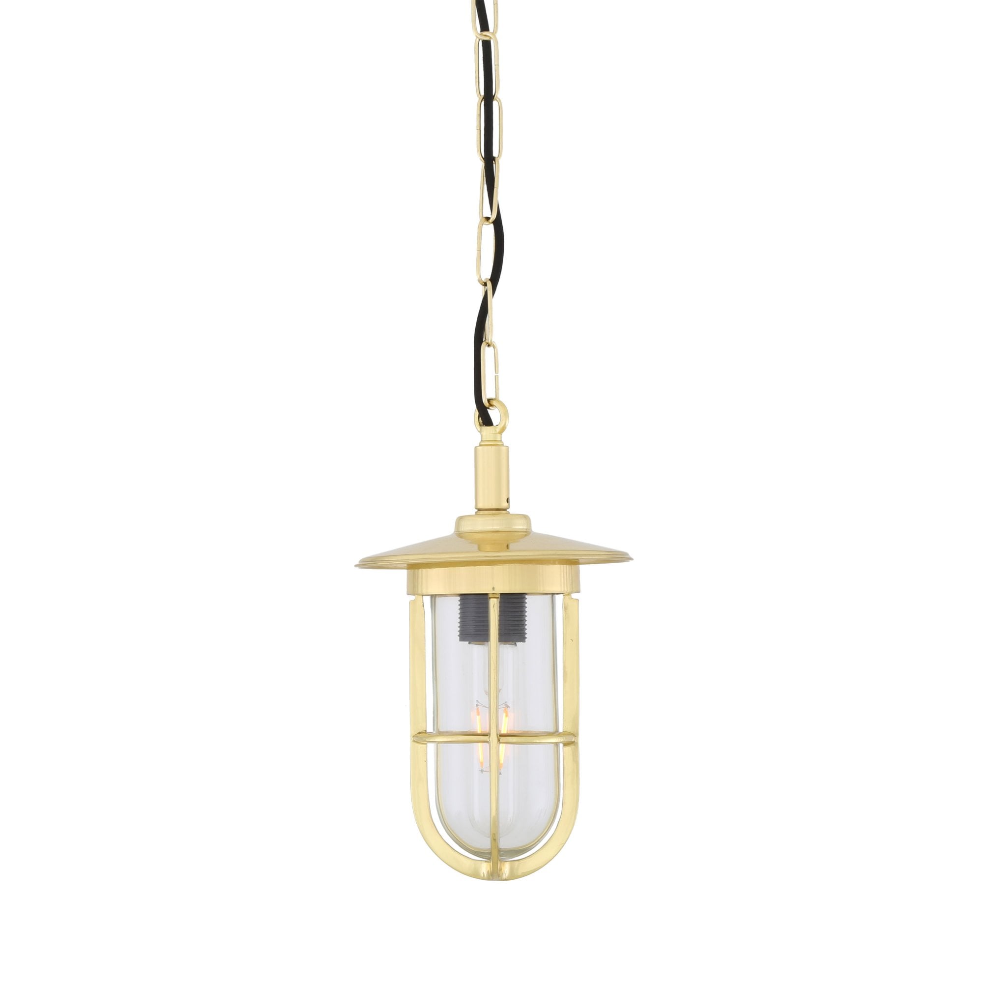 Ramor Pendant, Antique Brass, Clear Glass