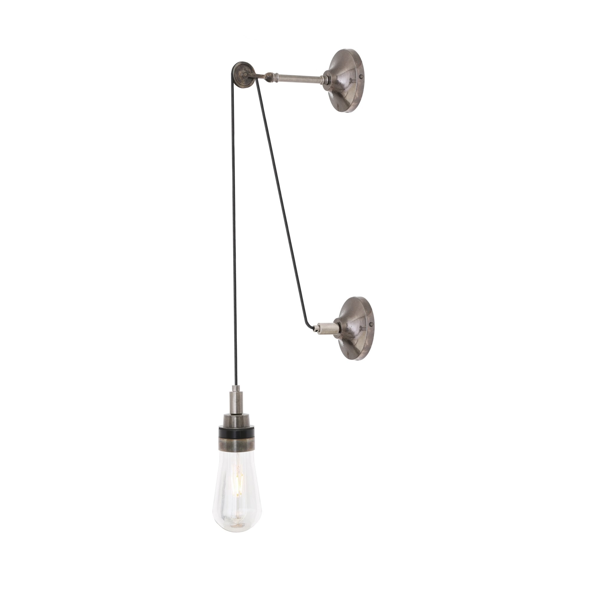 Dylan Wall Light, Antique Brass, Clear Glass