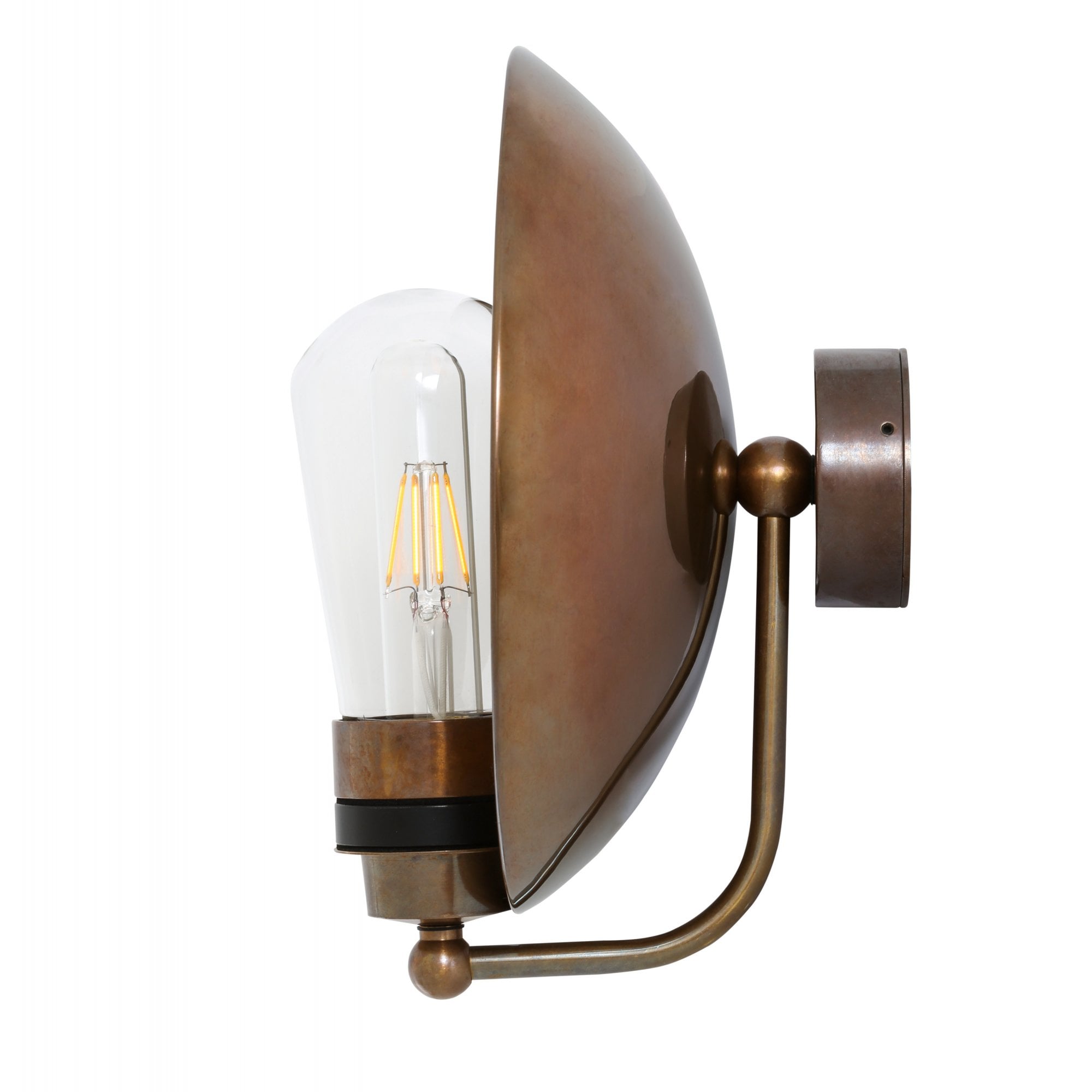 Galit Dish Wall Light, Antique Brass, Clear Glass