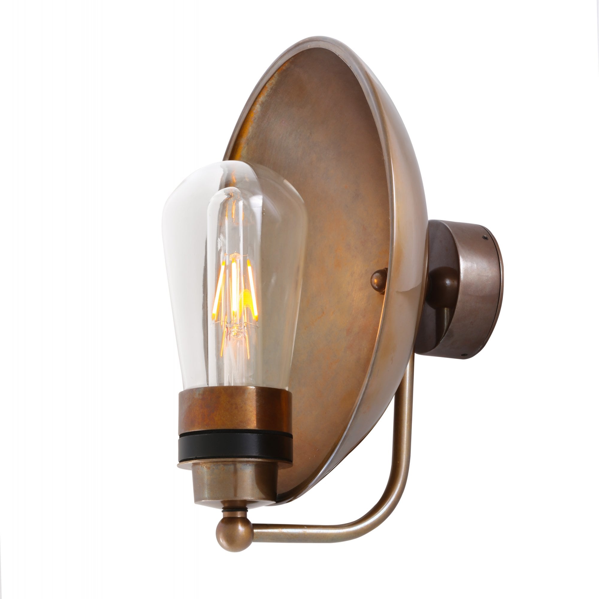 Galit Dish Wall Light, Antique Brass, Clear Glass