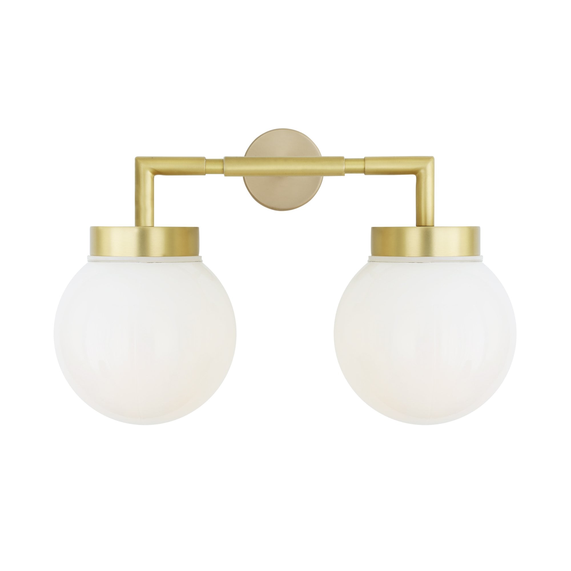 Jordan Double Wall Light, Antique Brass, Clear Glass