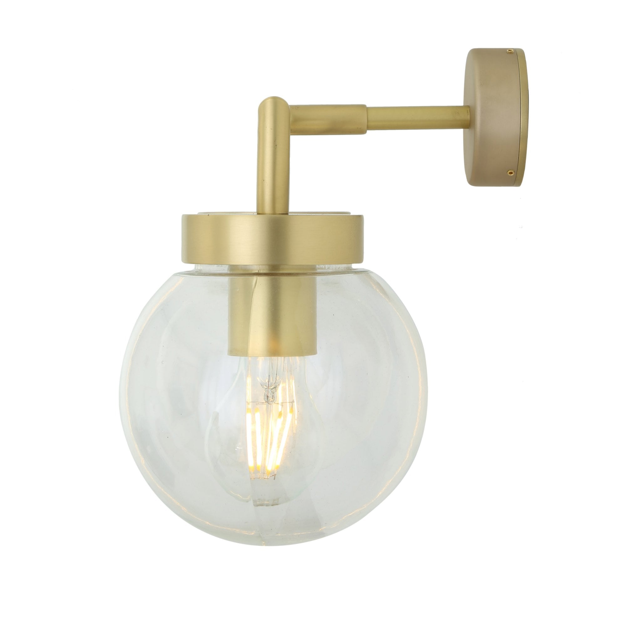 Jordan Double Wall Light, Antique Brass, Clear Glass