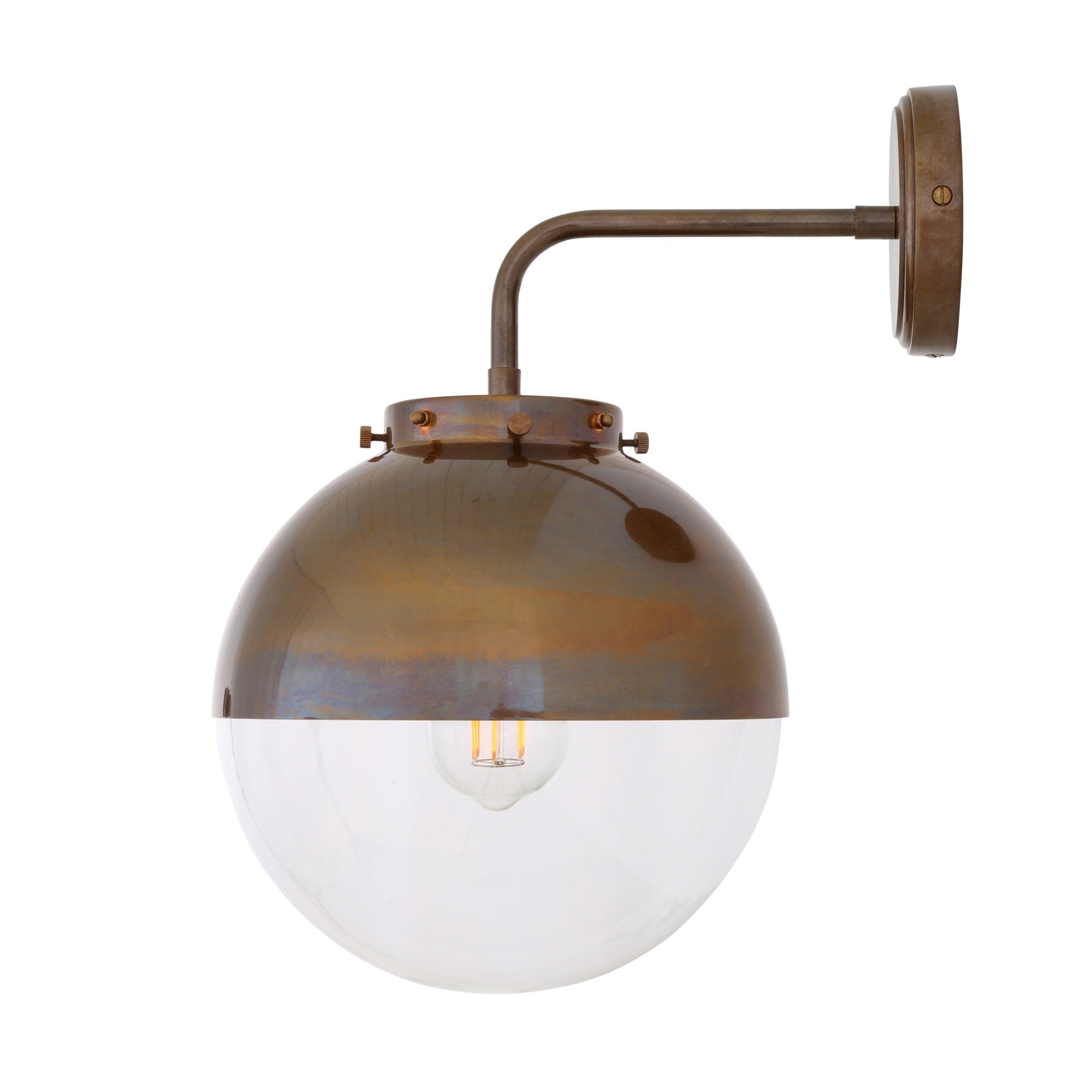 Mica 25cm Wall Light, Antique Brass, Clear Glass